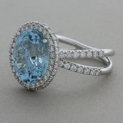 Aquamarine Diamond Gold Ring