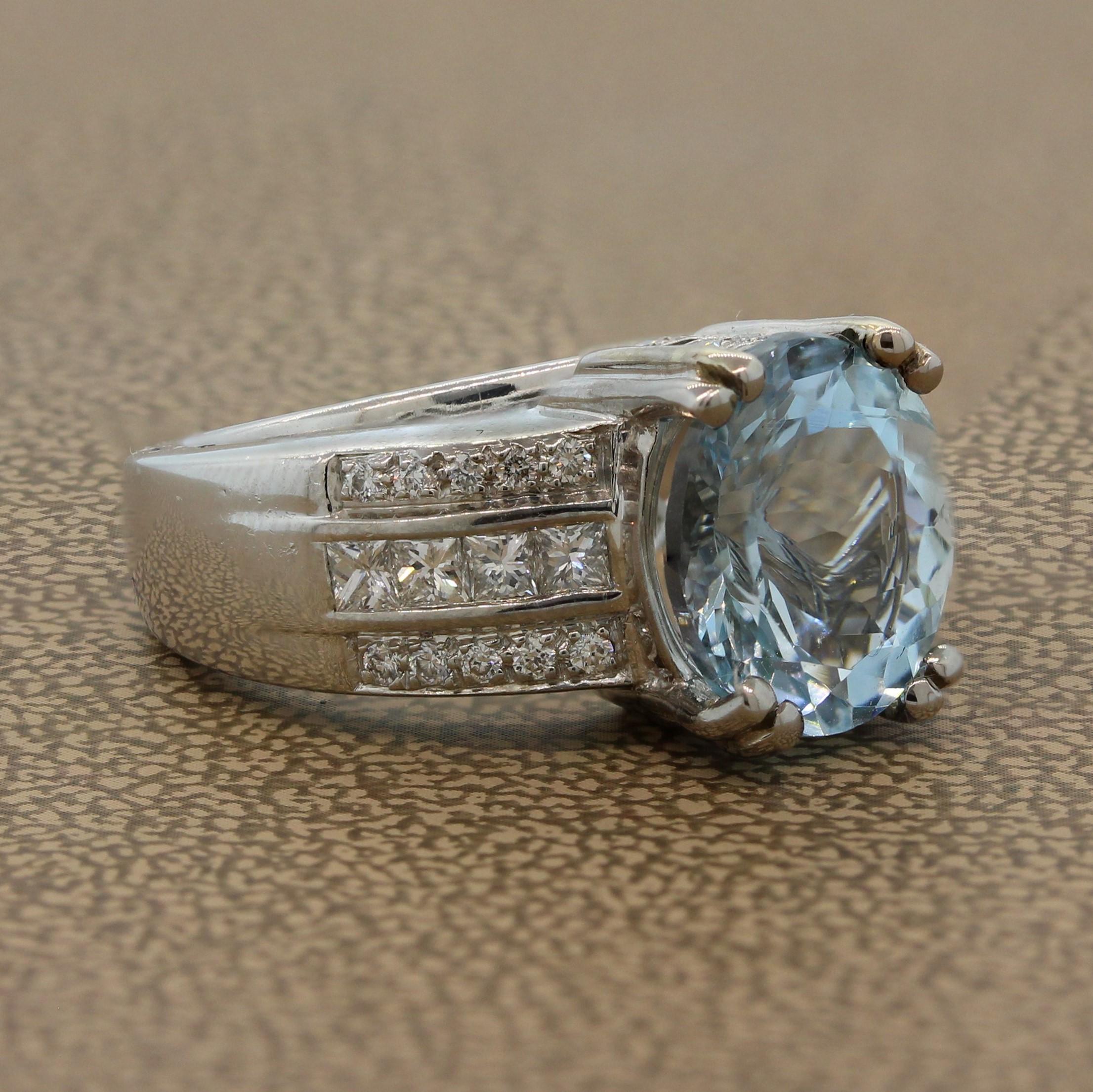 Aquamarine Diamond Gold Ring In New Condition In Beverly Hills, CA