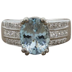 Aquamarine Diamond Gold Ring