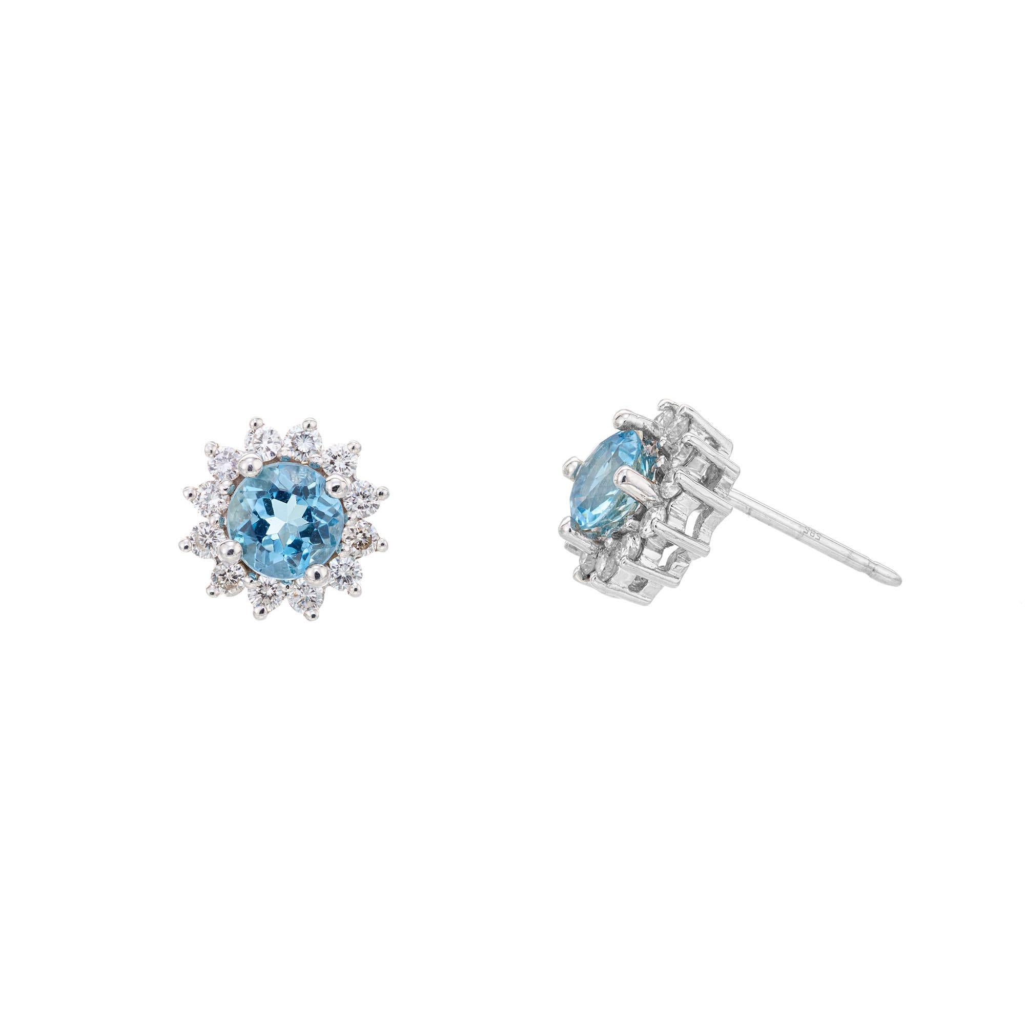 aquamarine halo earrings