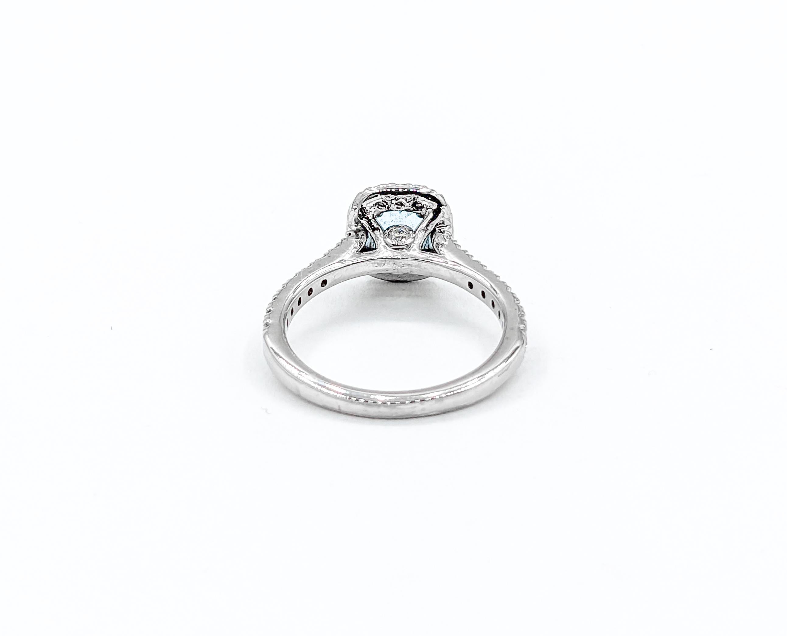 Women's Aquamarine & Diamond Halo Ring