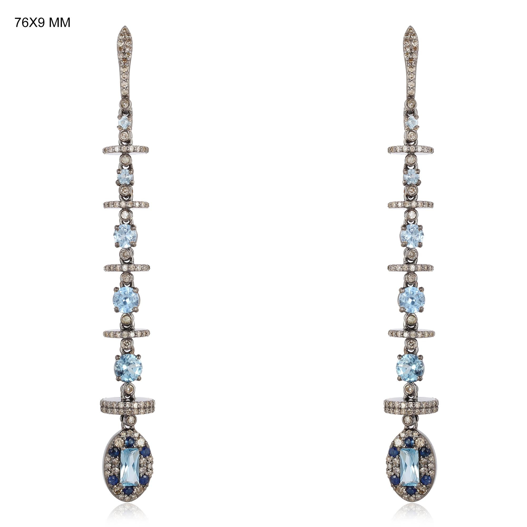 drop & linear aquamarine earrings