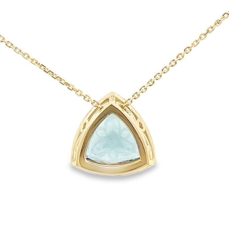 Moderno Collana di diamanti acquamarina 0.26CT AQ 3.74CT 14K YG in vendita