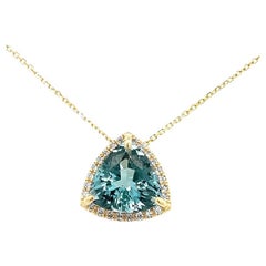 Aquamarine Diamond Necklace 0.26CT AQ 3.74CT 14K YG
