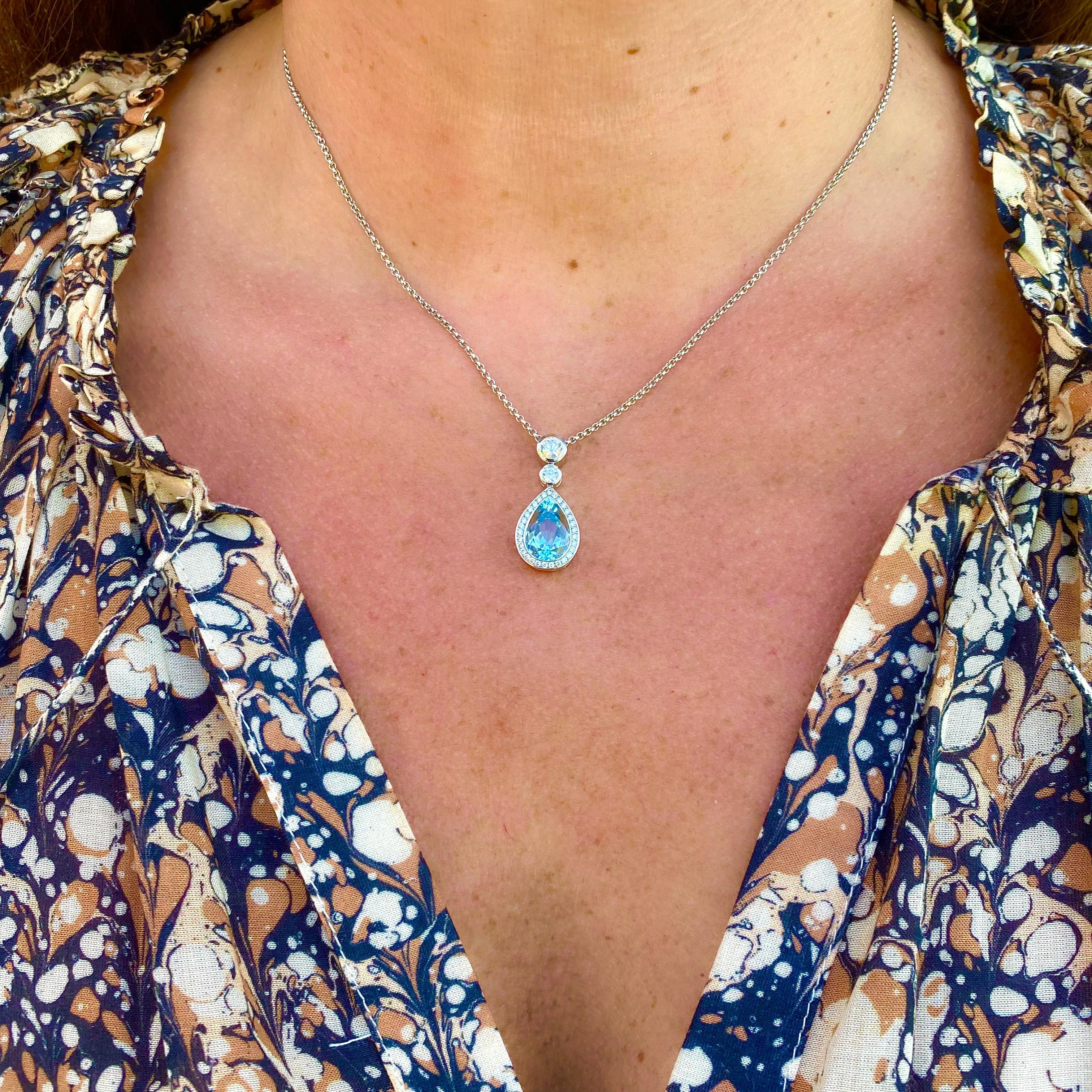 Aquamarine & Diamond Necklace by Hans D. Krieger 1