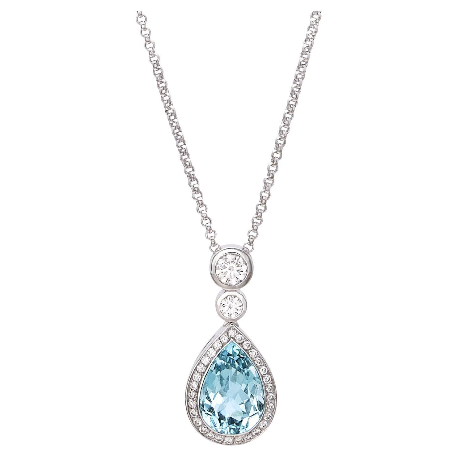 Aquamarine & Diamond Necklace by Hans D. Krieger