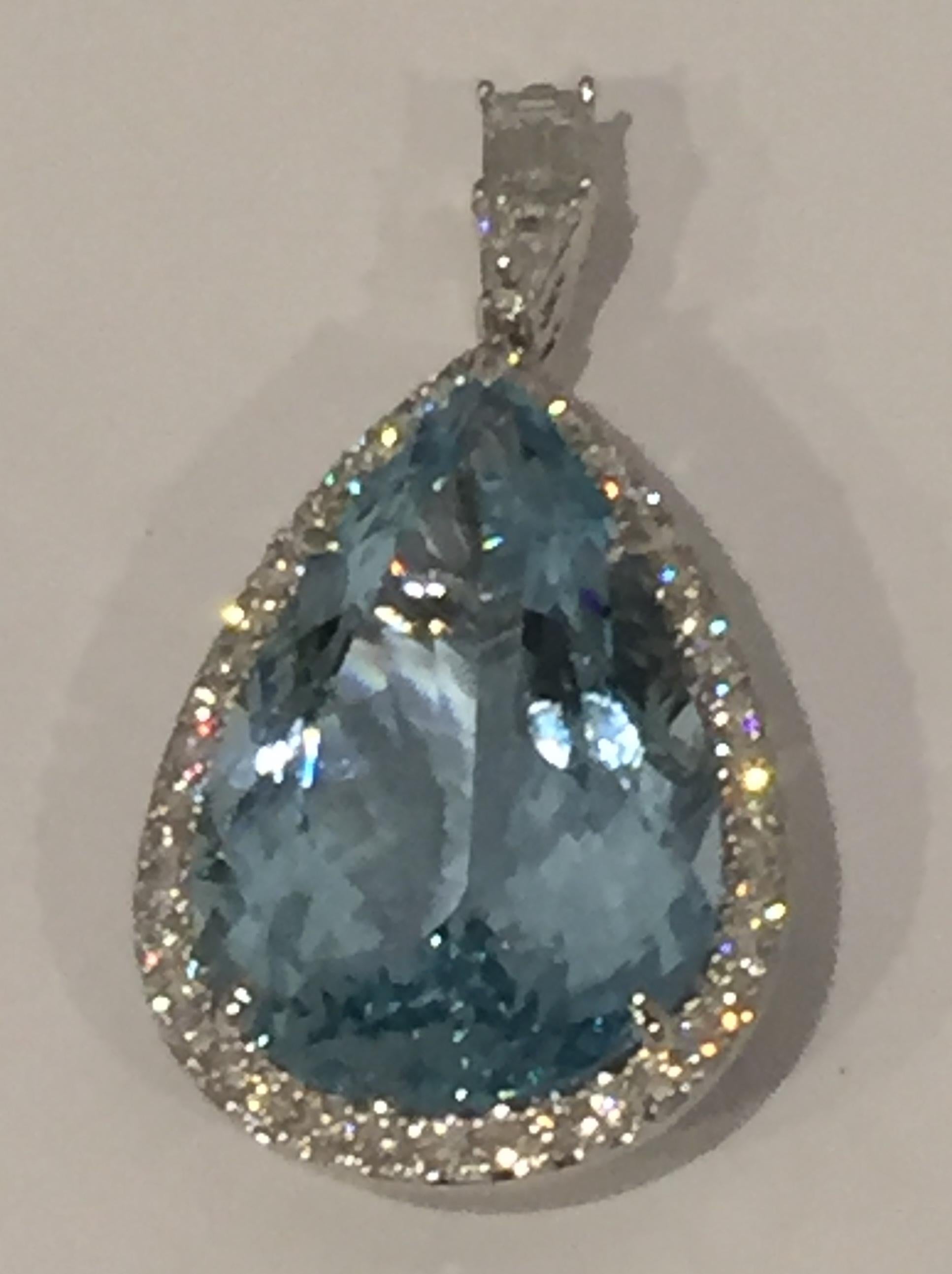 Aquamarine Diamond Necklace In New Condition For Sale In Zurich, Zollstrasse