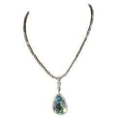 Aquamarin-Diamant-Halskette