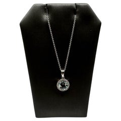 Aquamarine & Diamond Necklace in 14kt White Gold - 0.10ctw Diamonds, 18", New
