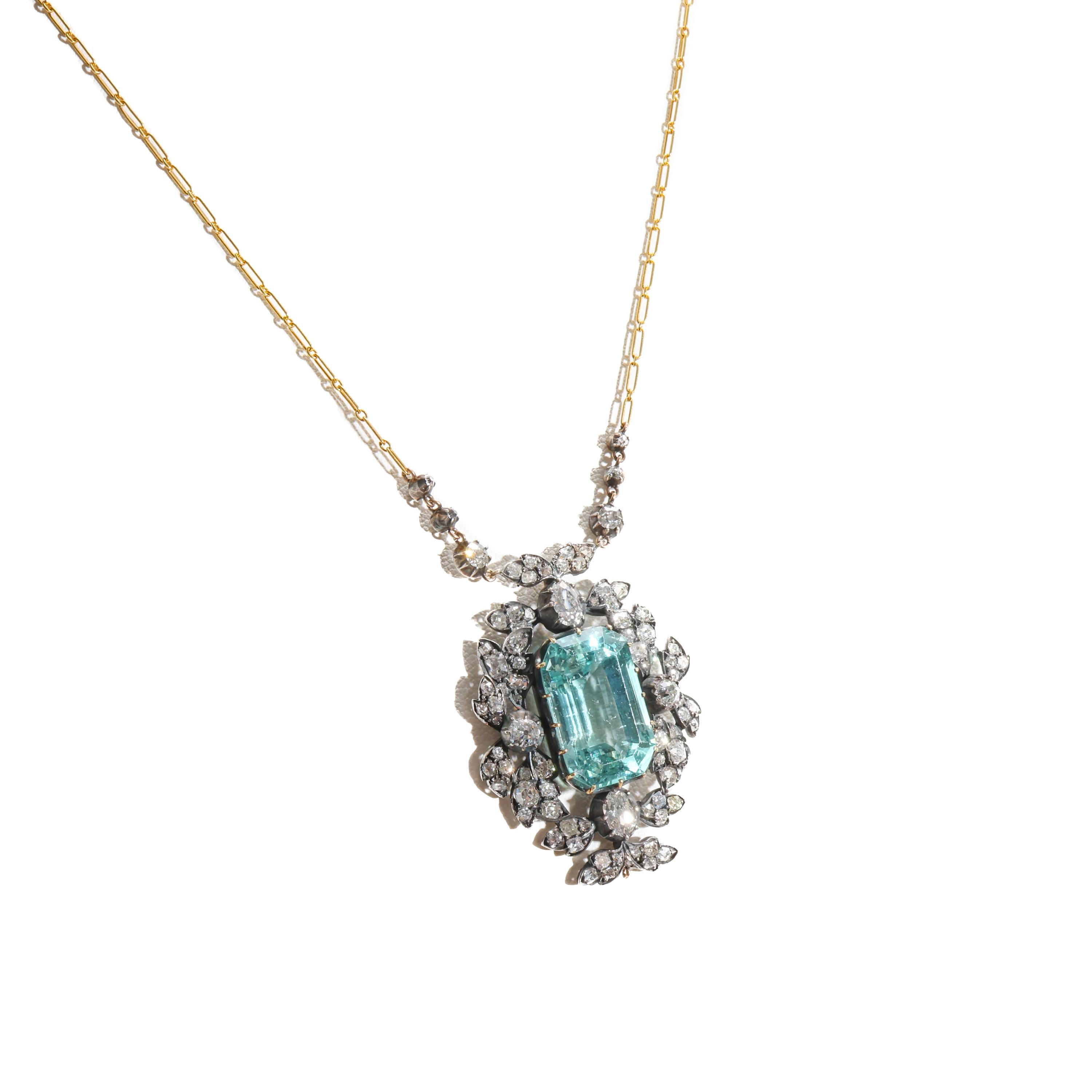 Aquamarine & Diamond Pendant 