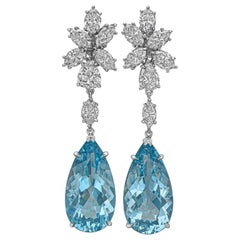 Aquamarine and Diamond Pendant Earrings