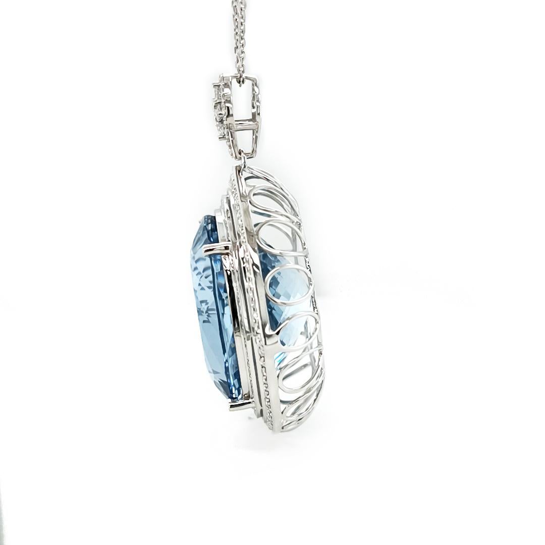 Art Nouveau Aquamarine & Diamond Pendant For Sale