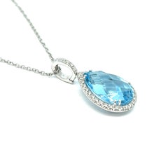 Aquamarine Diamond Pendant Necklace
