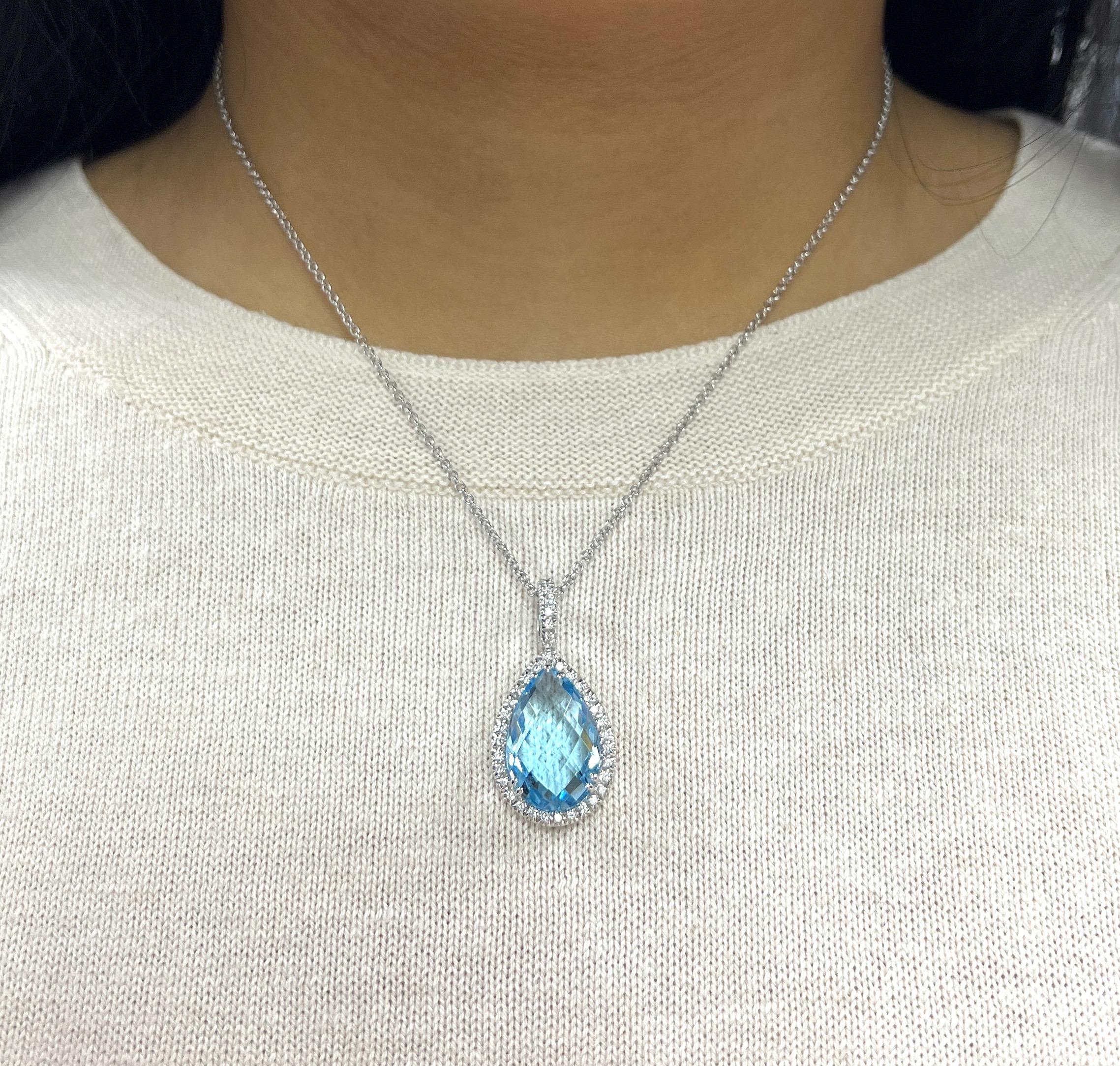 Collana con ciondolo in acquamarina e diamanti in vendita 2