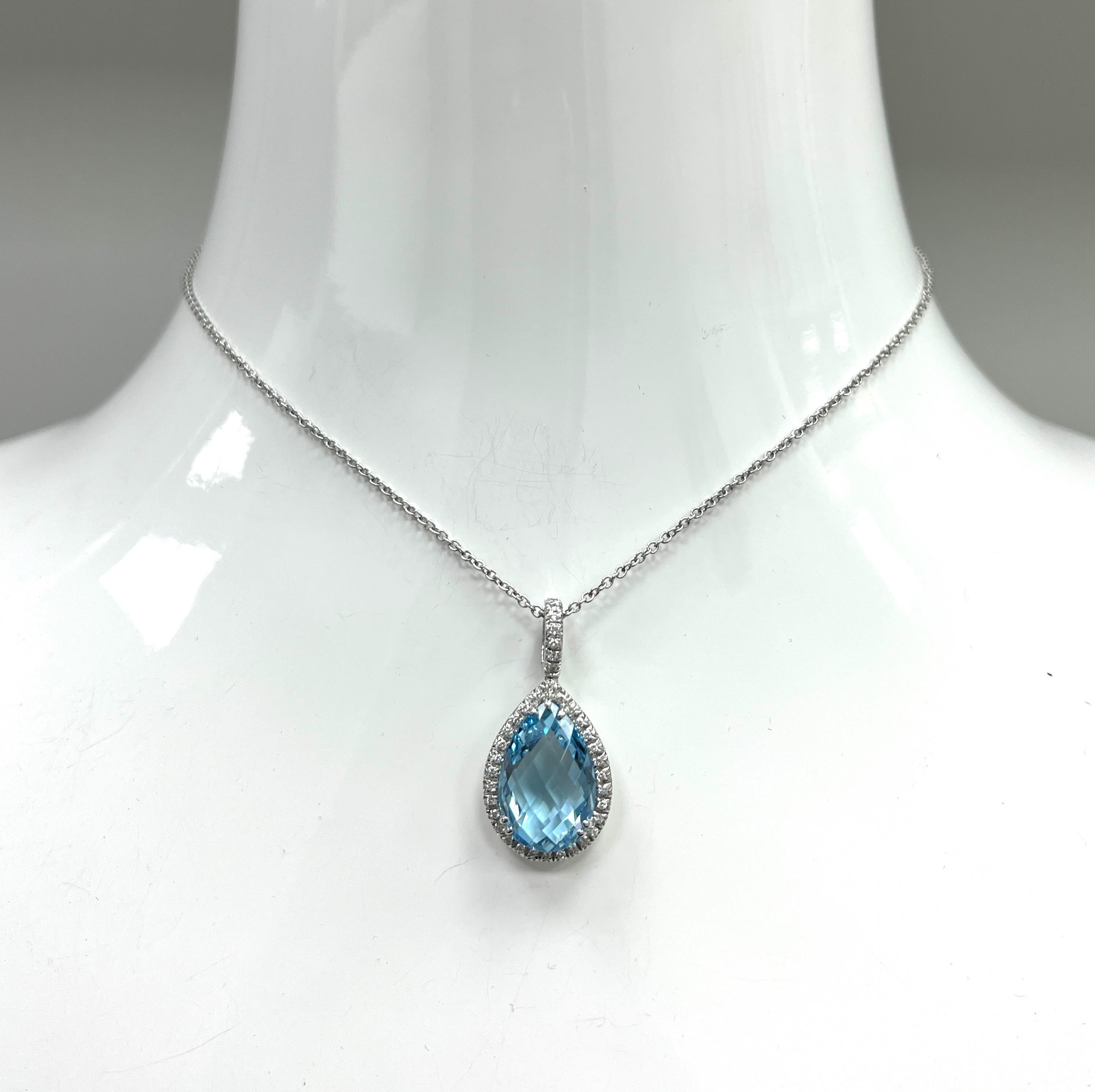 Collana con ciondolo in acquamarina e diamanti in vendita 3