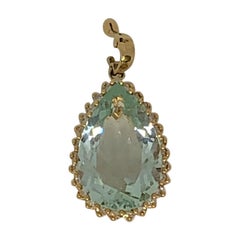 Vintage Aquamarine Diamond Pendant Necklace