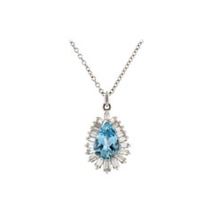 Aquamarine Diamond Pendant-Necklace