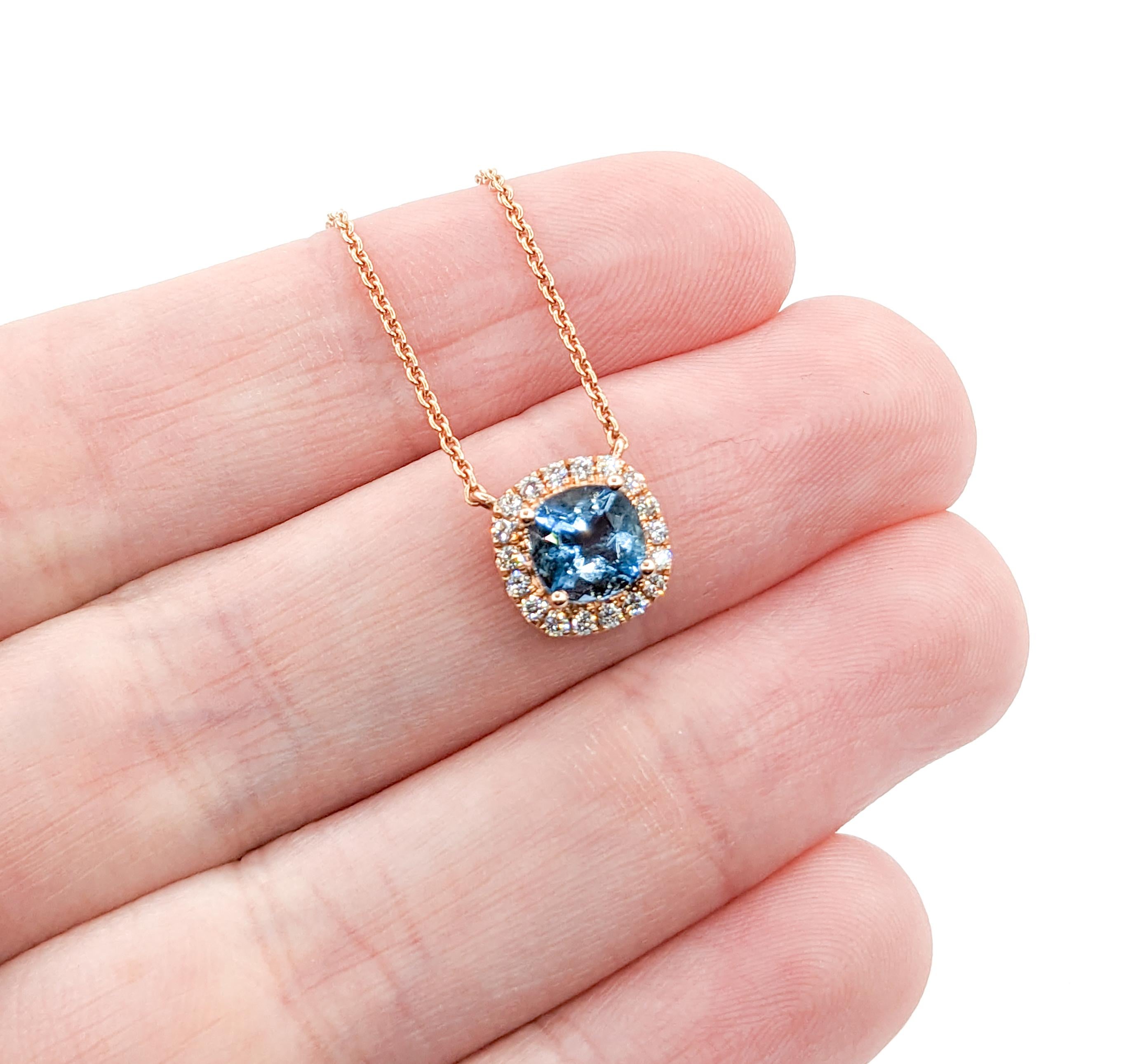 Aquamarine & Diamond Pendant With Chain In Excellent Condition For Sale In Bloomington, MN