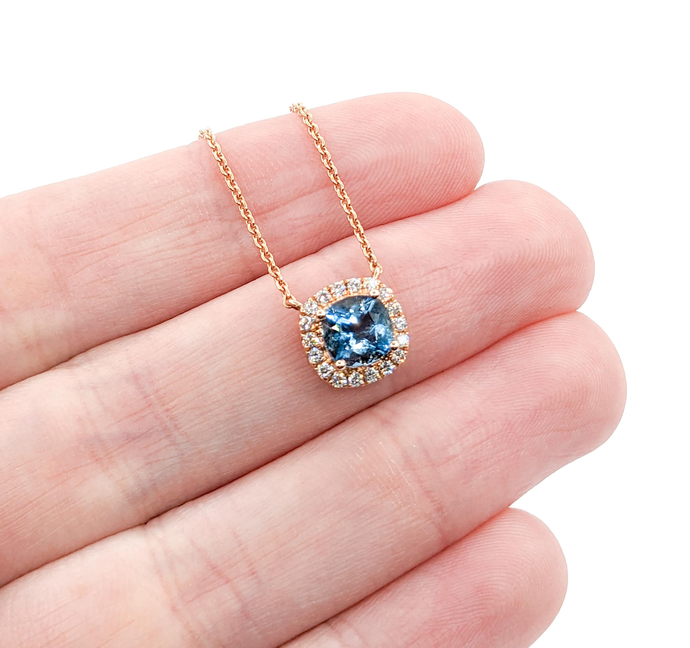Pendentif aigue-marine et diamant avec chaîne Excellent état - En vente à Bloomington, MN