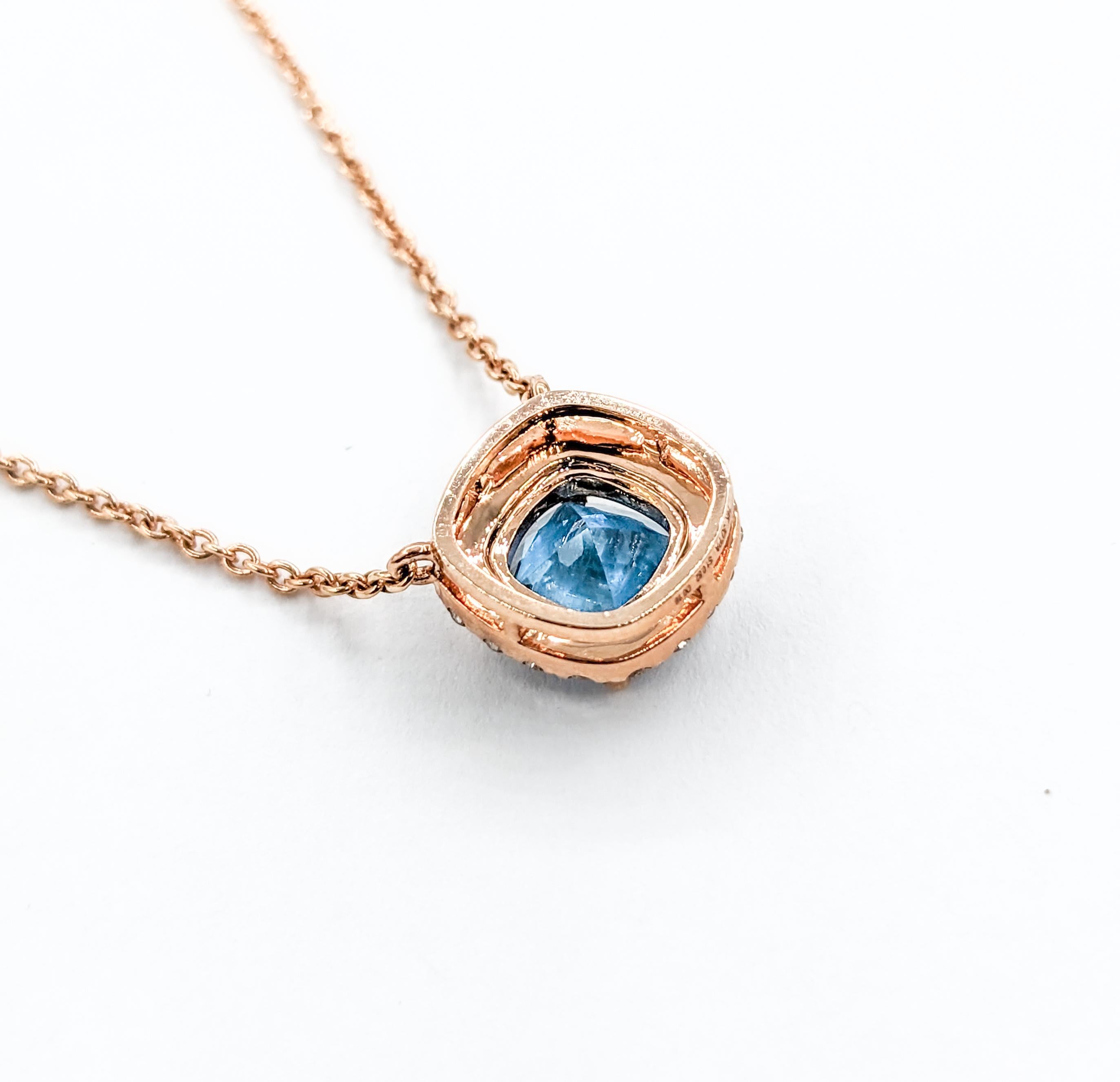 Women's Aquamarine & Diamond Pendant With Chain For Sale