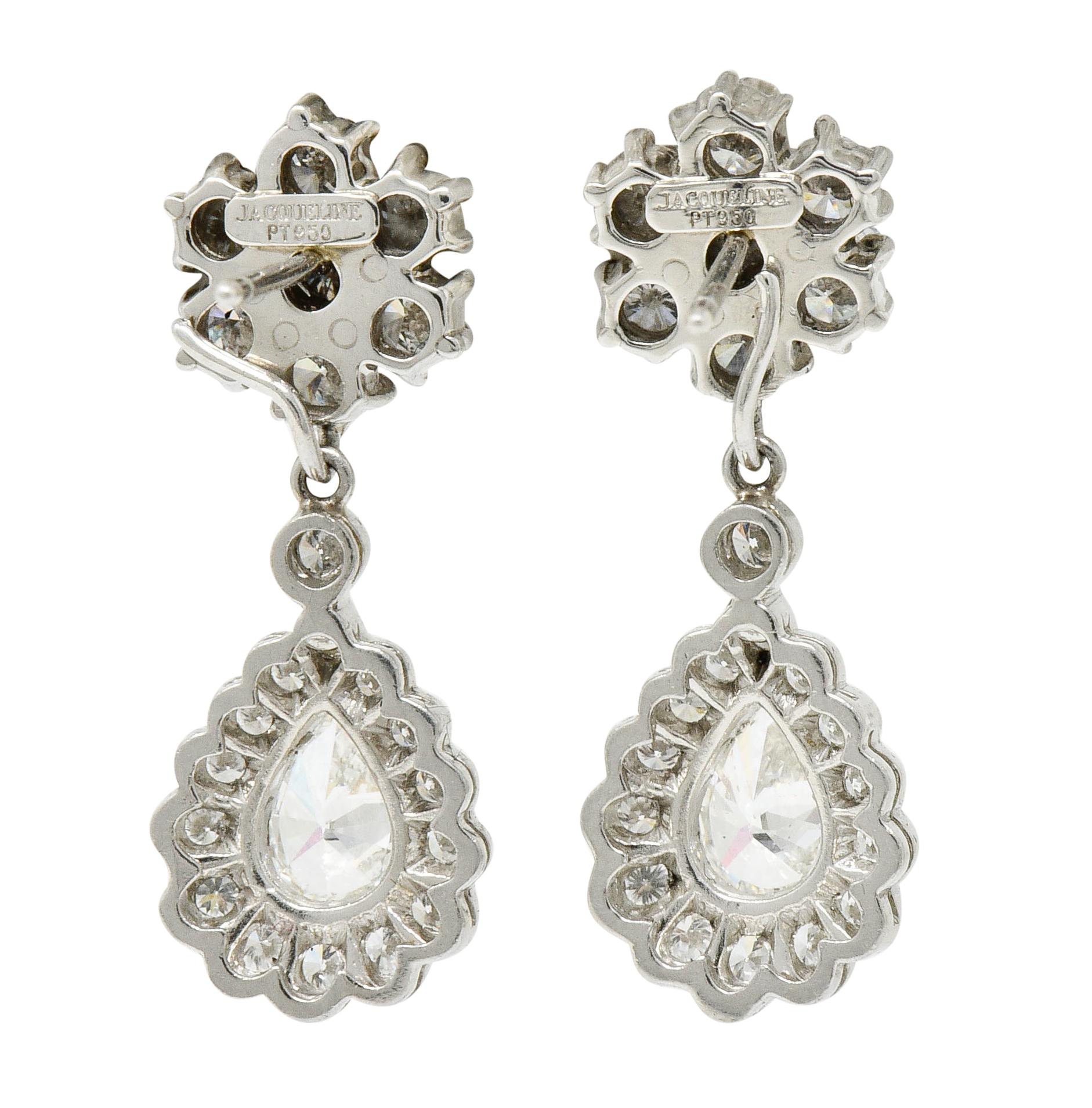 Women's or Men's Aquamarine and Diamond Platinum 18 Karat White Gold Convertible Drop Earrings