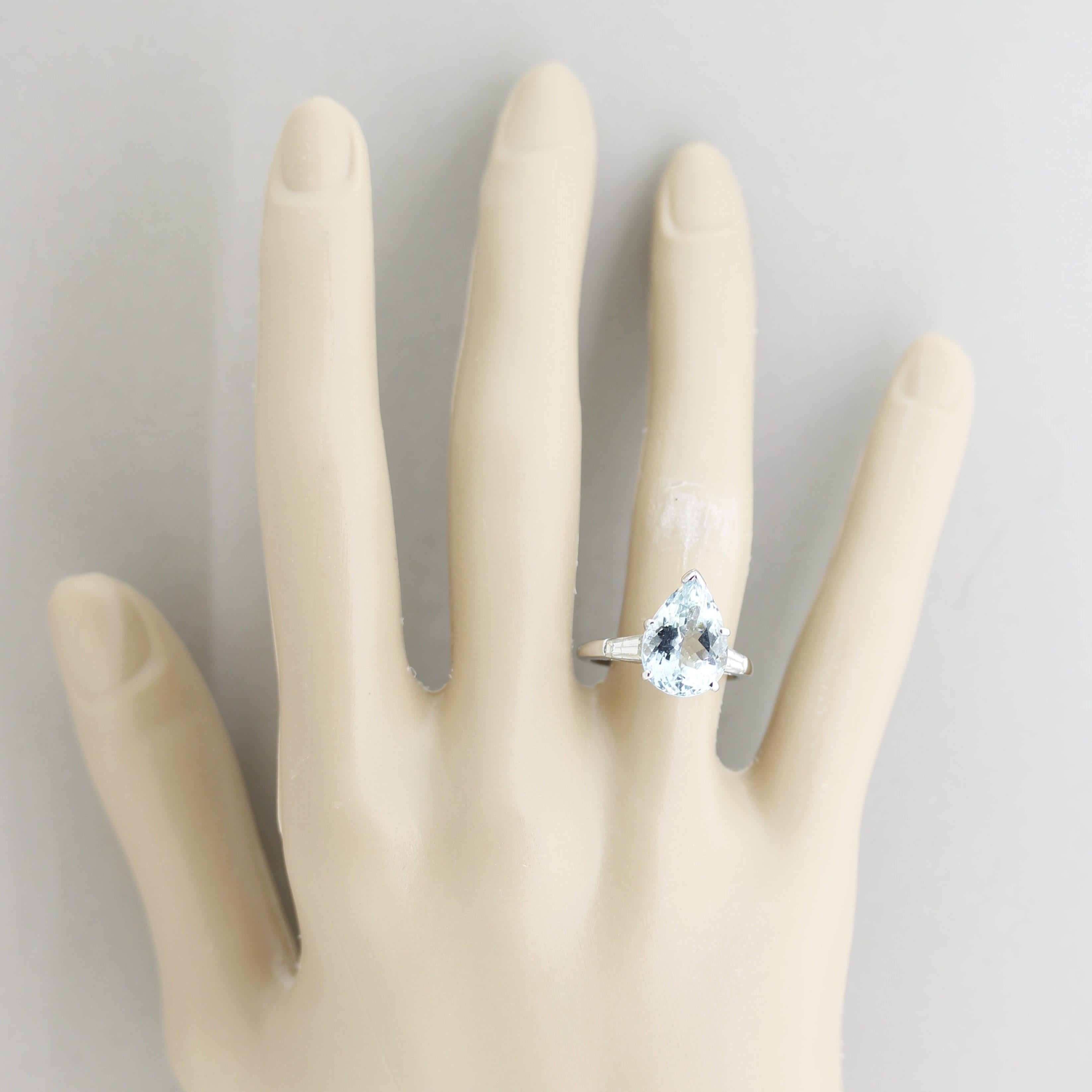 Aquamarine Diamond Platinum 3-Stone Ring 5