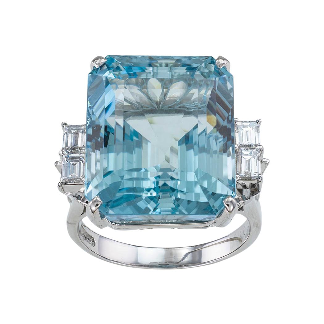 Aquamarine diamond and platinum cocktail ring circa 1950.  

We are here to connect you with beautiful and affordable antique and estate jewelry.

SPECIFICATIONS:

Contact us right away if you have additional questions.

CENTER STONE:  one