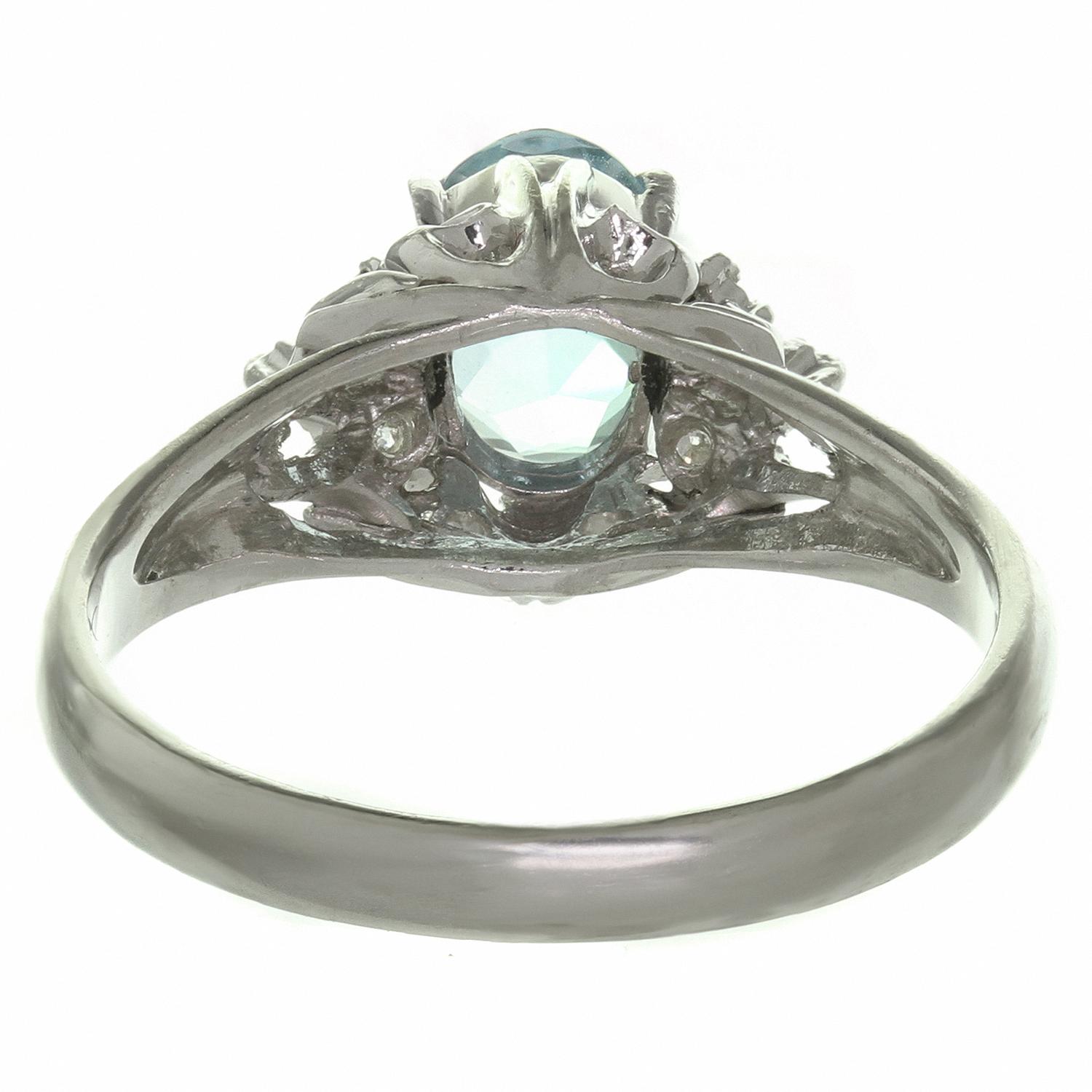 Aquamarine Diamond Platinum Cocktail Ring For Sale 2