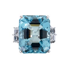 Aquamarine Diamond Platinum Cocktail Ring