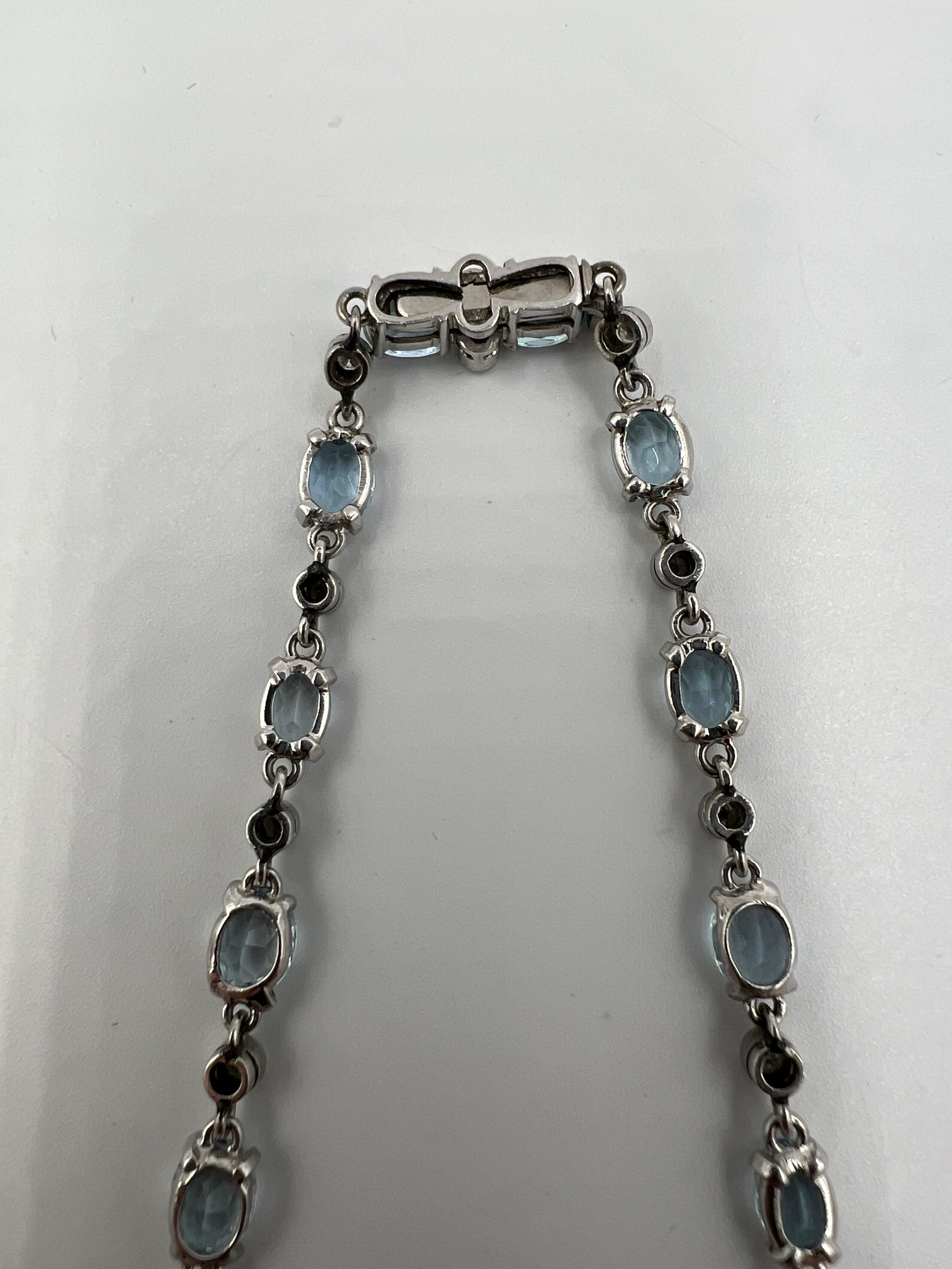 Collana con frange in platino con diamanti e acquamarina, circa anni '50 in vendita 5