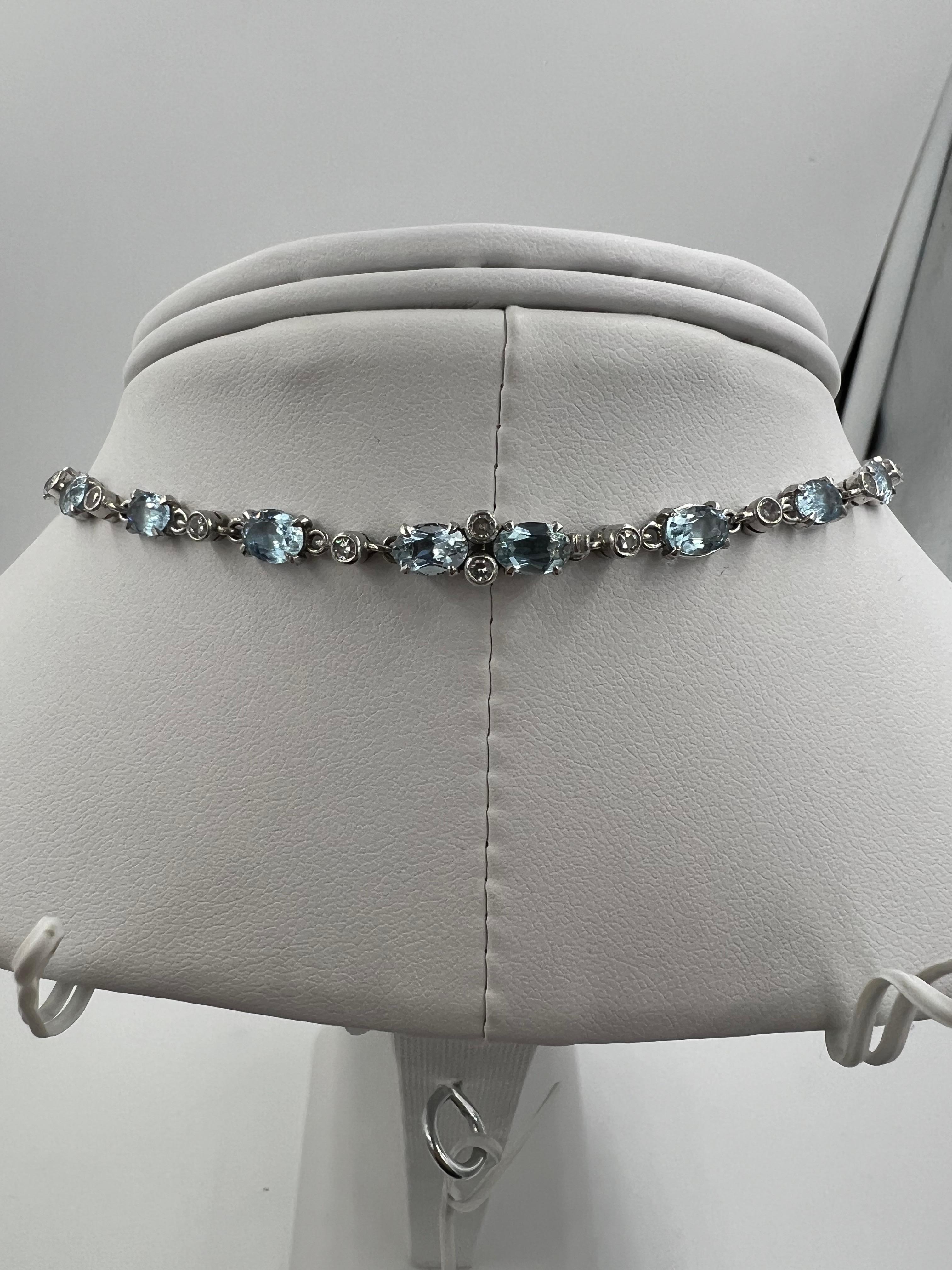 Collana con frange in platino con diamanti e acquamarina, circa anni '50 in vendita 2