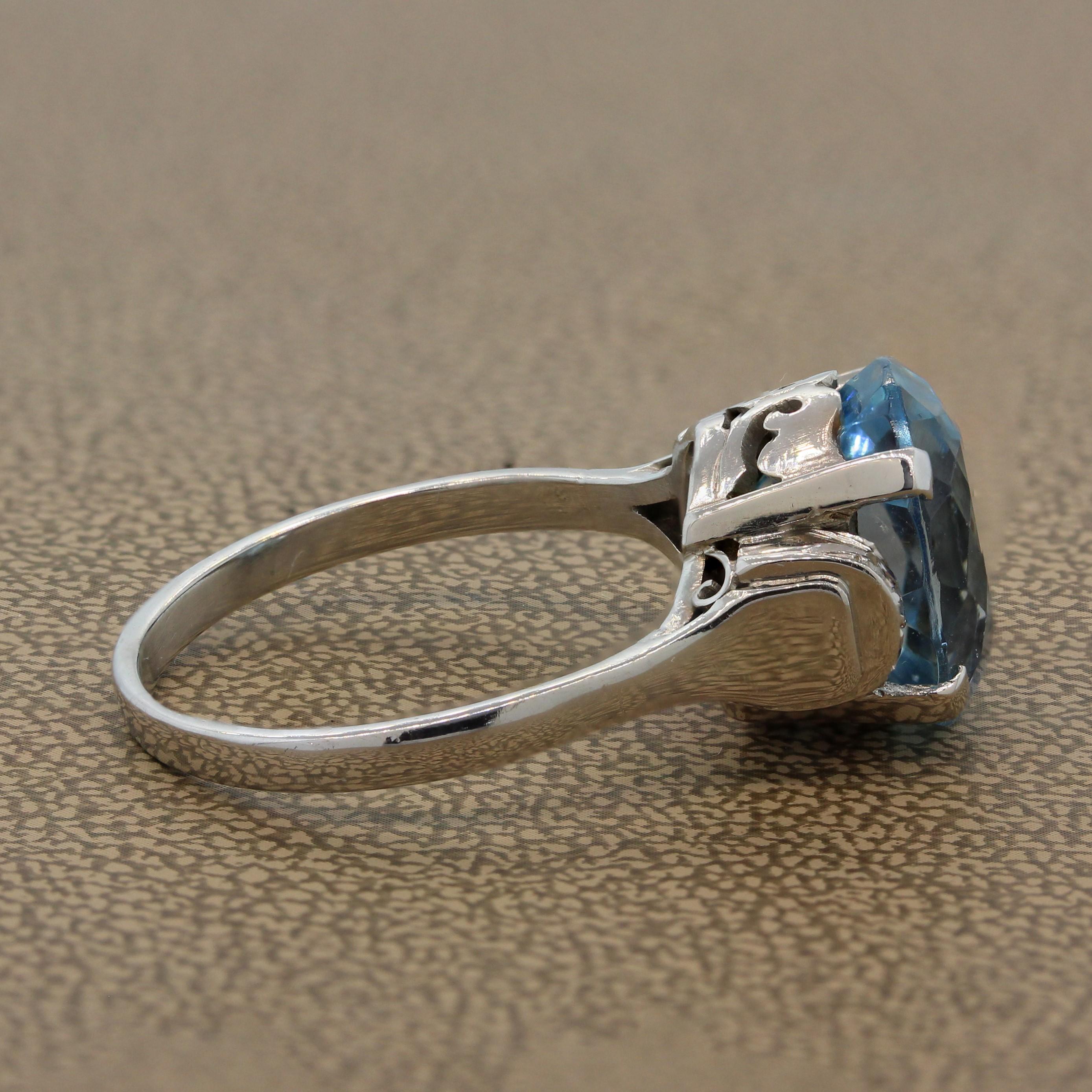 Women's Aquamarine Diamond Platinum Ring