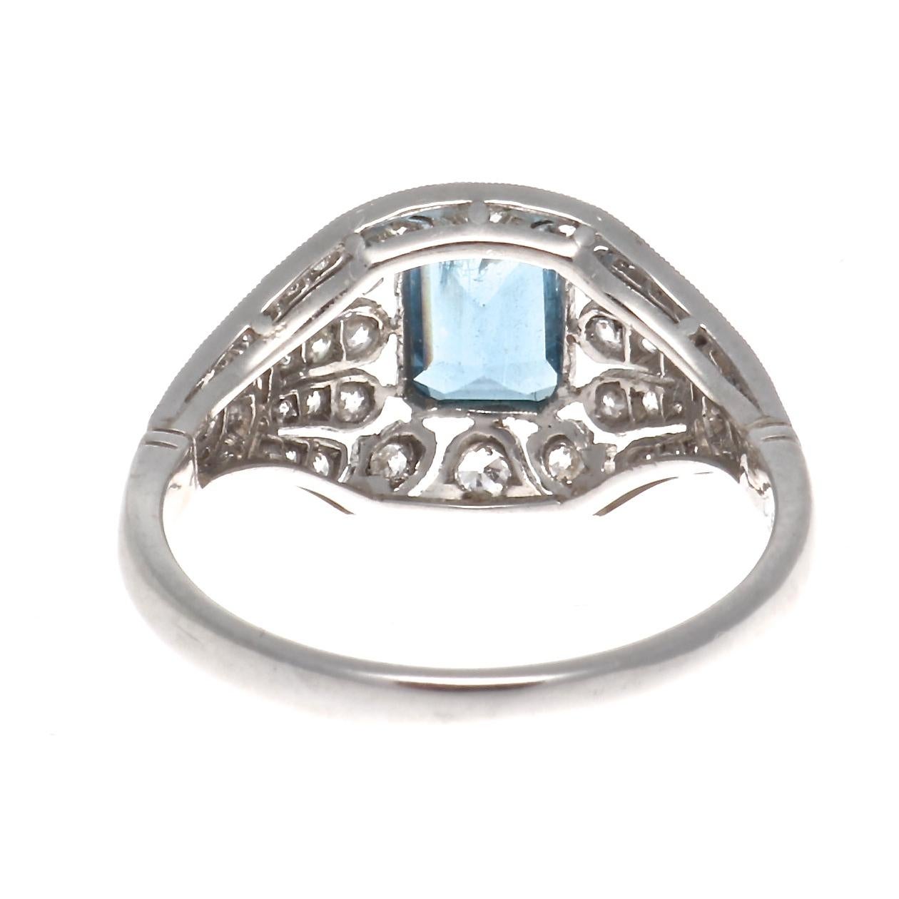 Women's Aquamarine Diamond Platinum Ring
