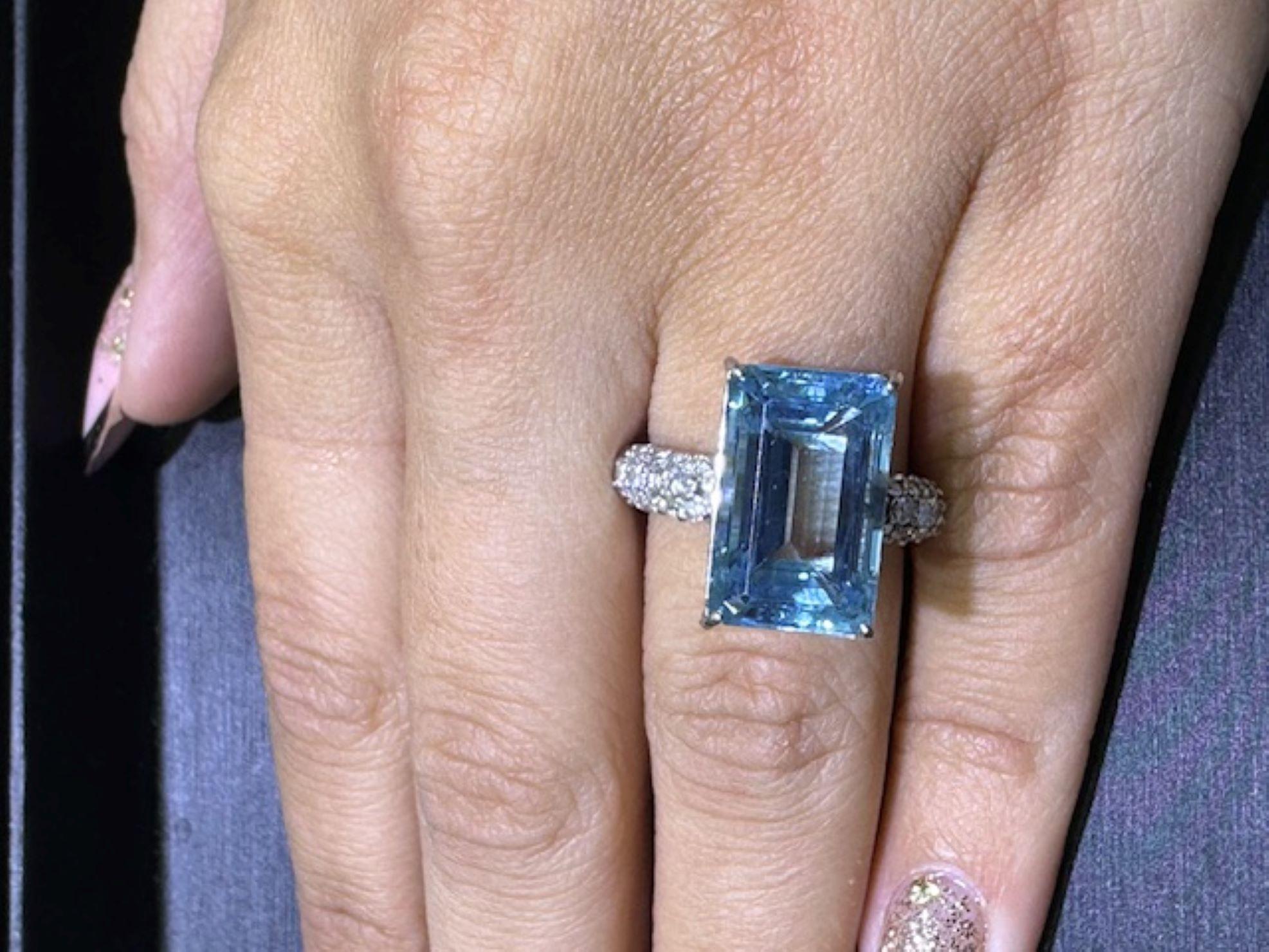 Aquamarine Diamond Platinum Ring 1