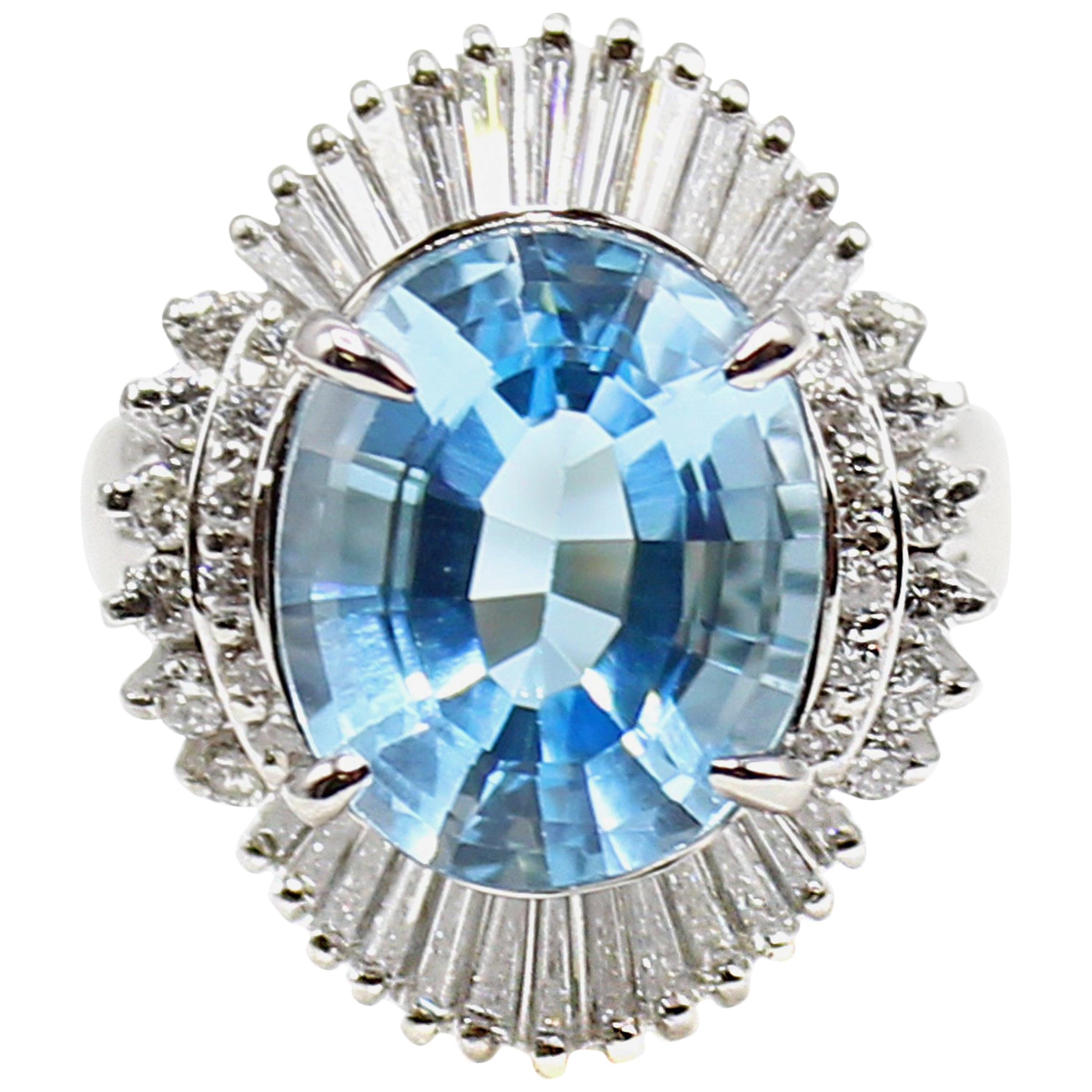 Art Deco Aquamarine Diamond Gold Fan Ring at 1stDibs