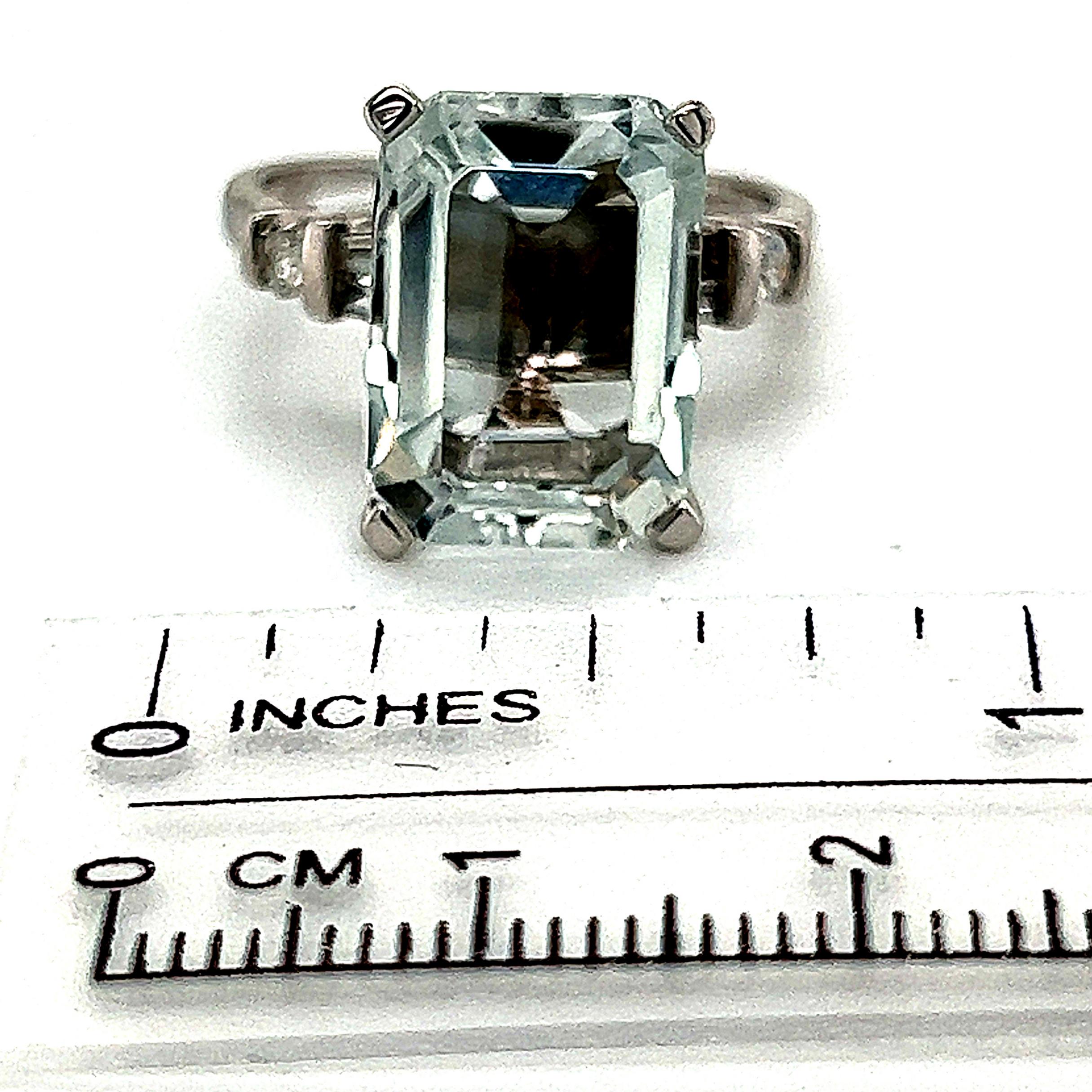 Aquamarine Diamond Ring 14k Gold, 6.85 TCW Certified In New Condition In Brooklyn, NY