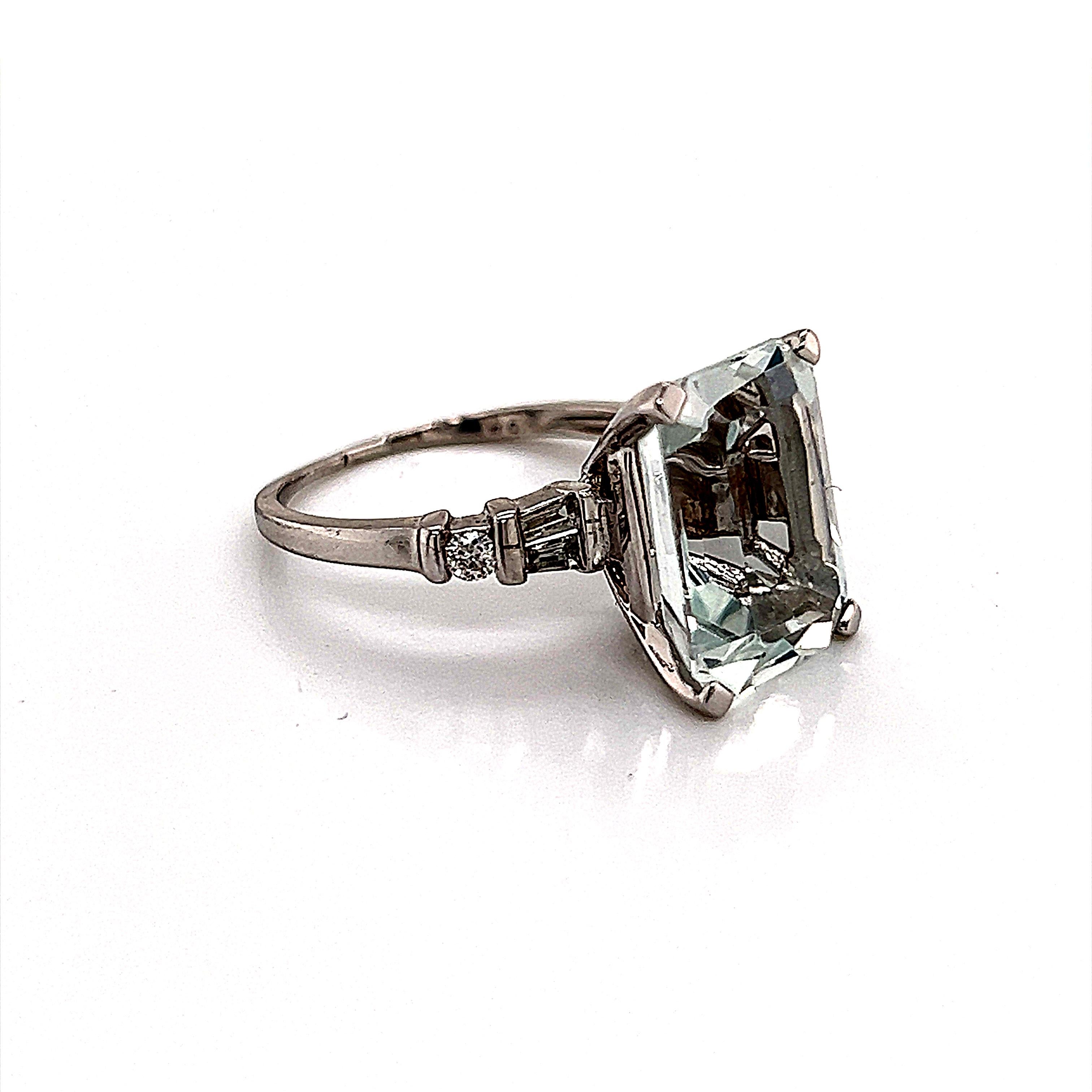 Aquamarine Diamond Ring 14k Gold, 6.85 TCW Certified 3