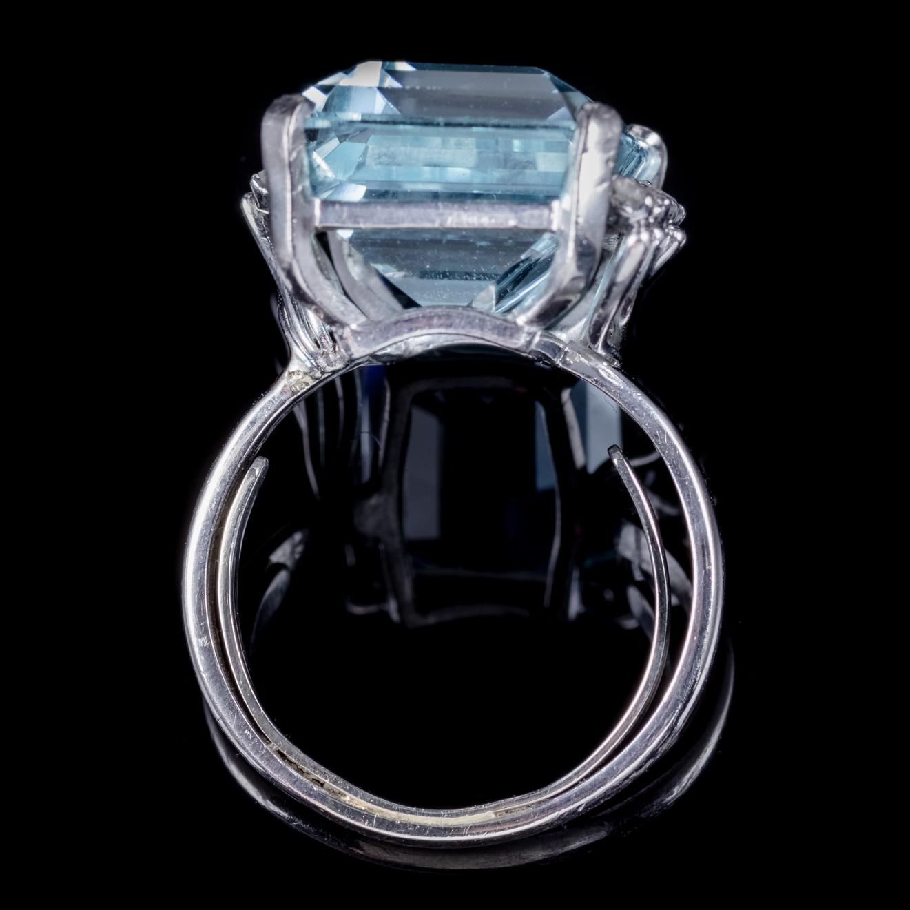 Women's Aquamarine Diamond Ring 25 Carat Platinum Ring