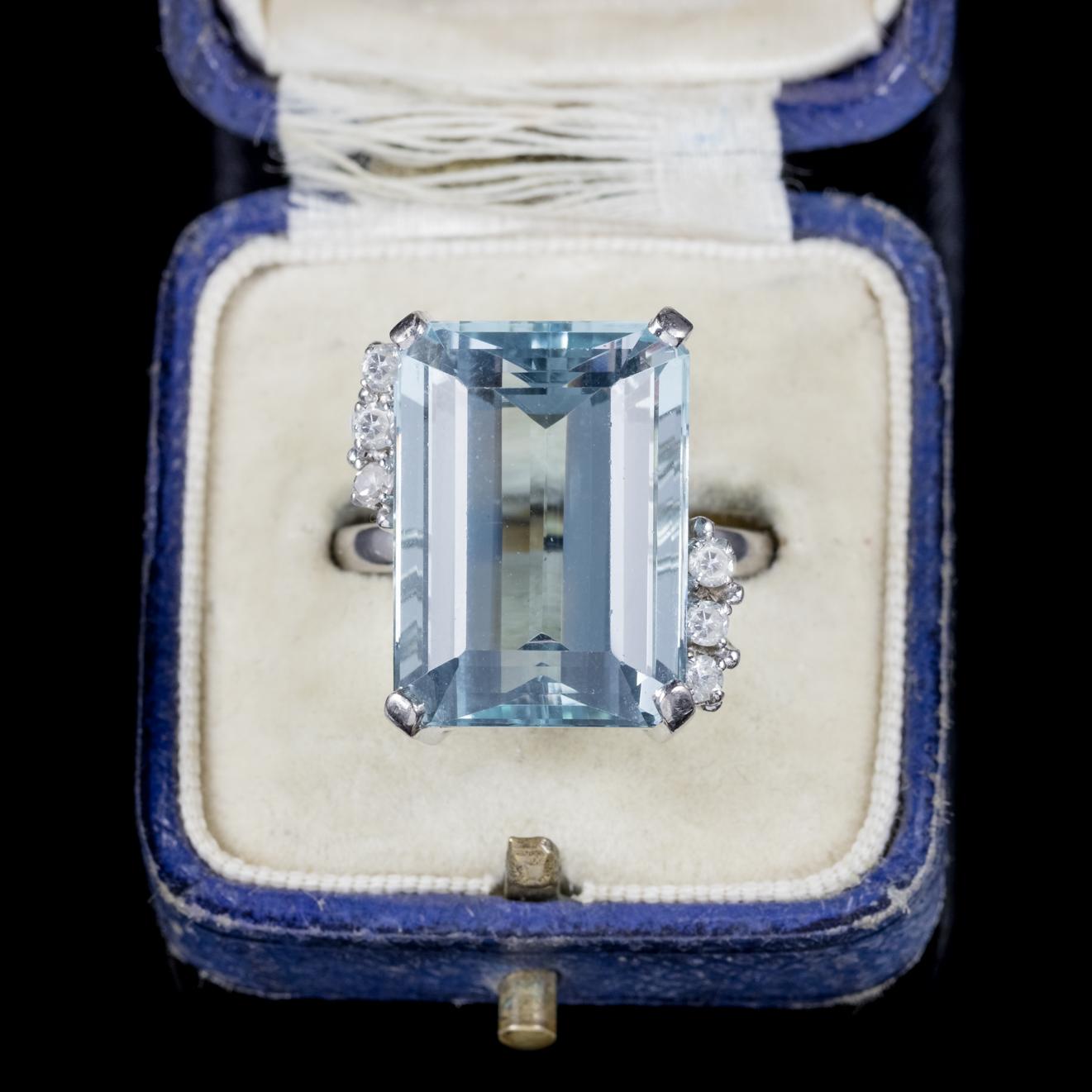 Aquamarine Diamond Ring 25 Carat Platinum Ring 1