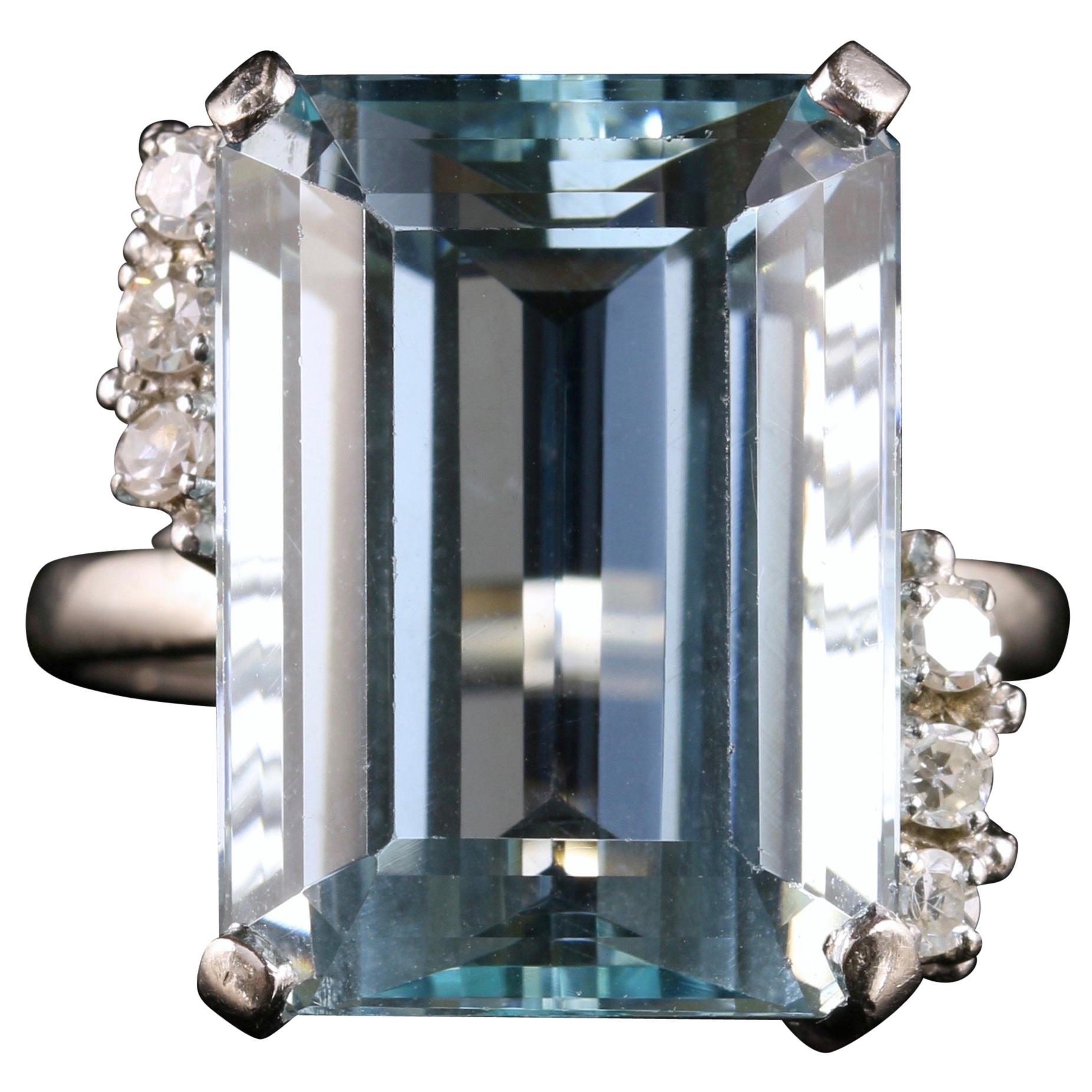 Aquamarine Diamond Ring 25 Carat Platinum Ring