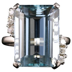 Aquamarine Diamond Ring 25 Carat Platinum Ring