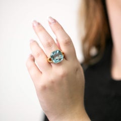 Aquamarine & Diamond Ring by Anne Middleton Circa 1980s