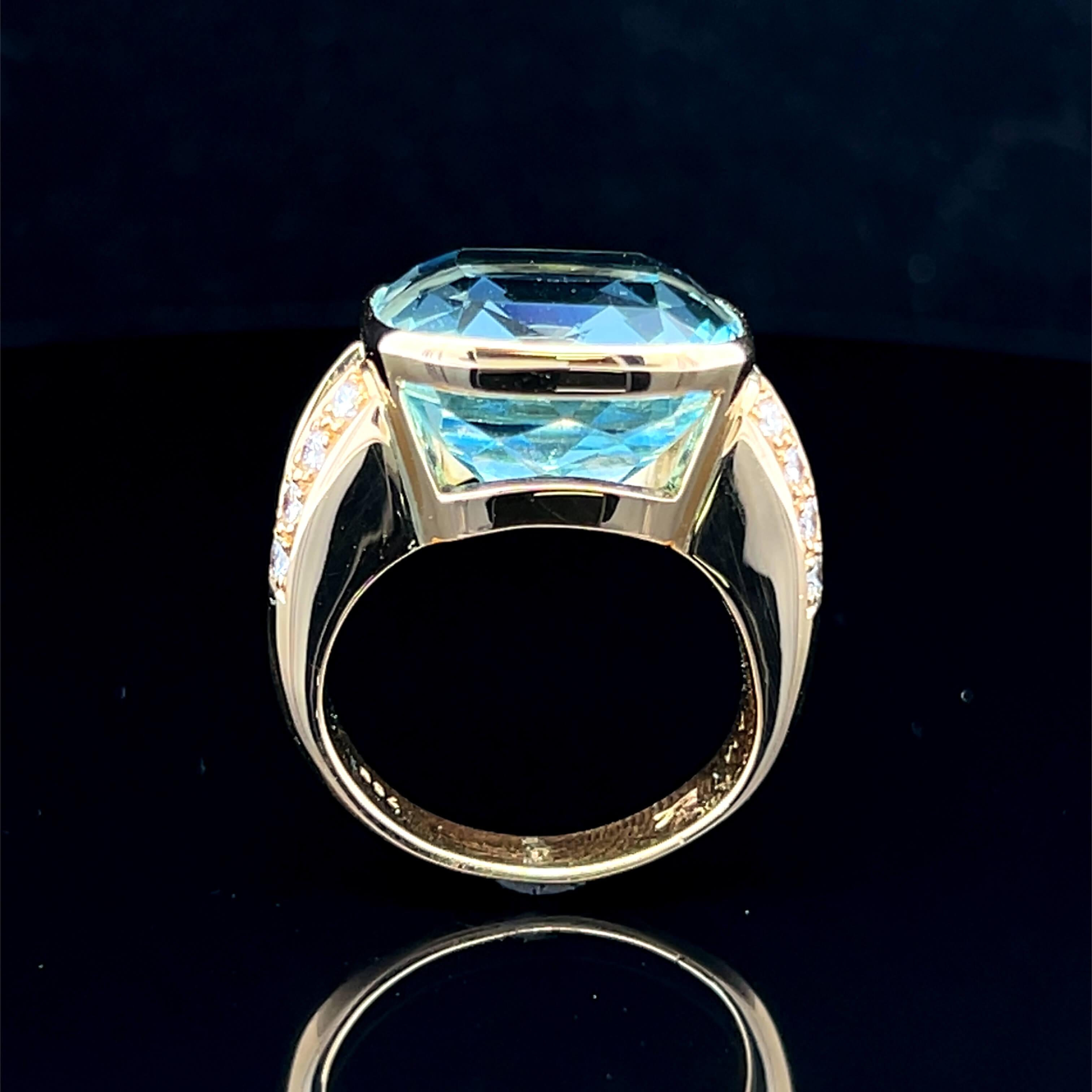 Mixed Cut Aquamarine & Diamond Ring by Anne Middleton Circa 1980s For Sale