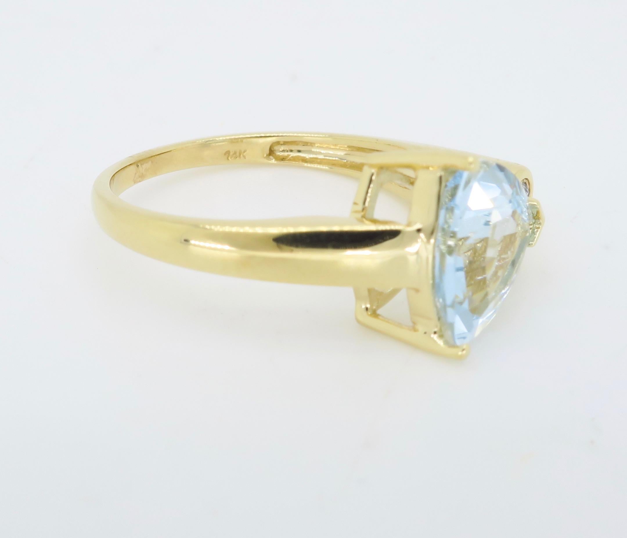 Aquamarine and Diamond Ring Cocktail Ring 3