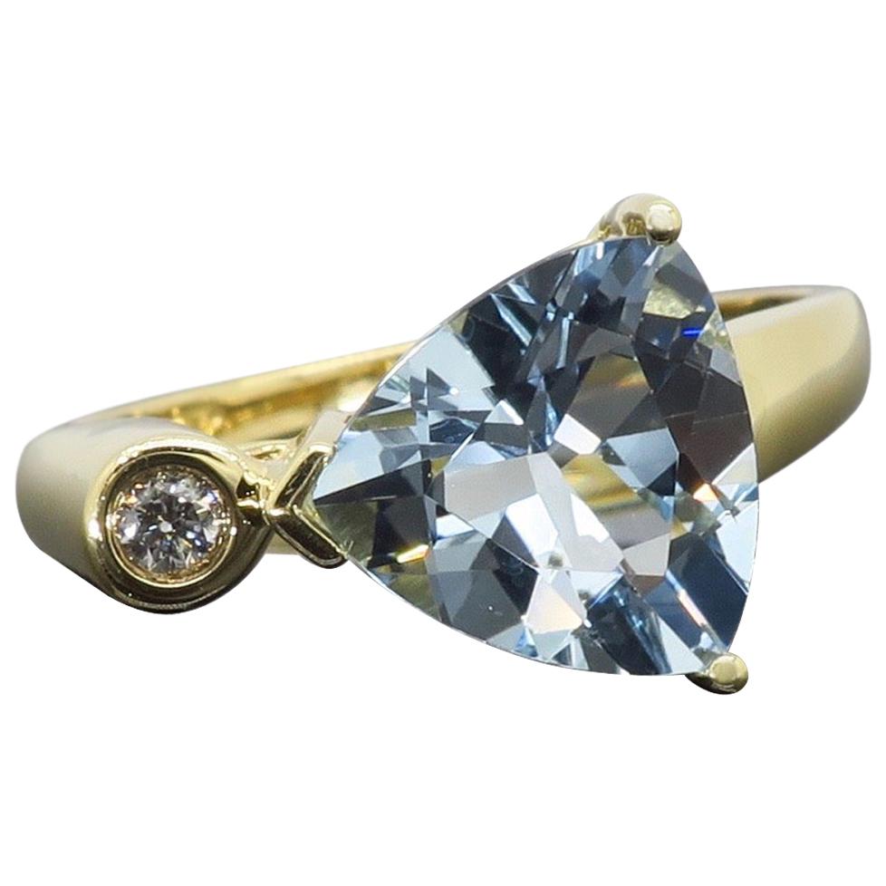 Aquamarine and Diamond Ring Cocktail Ring