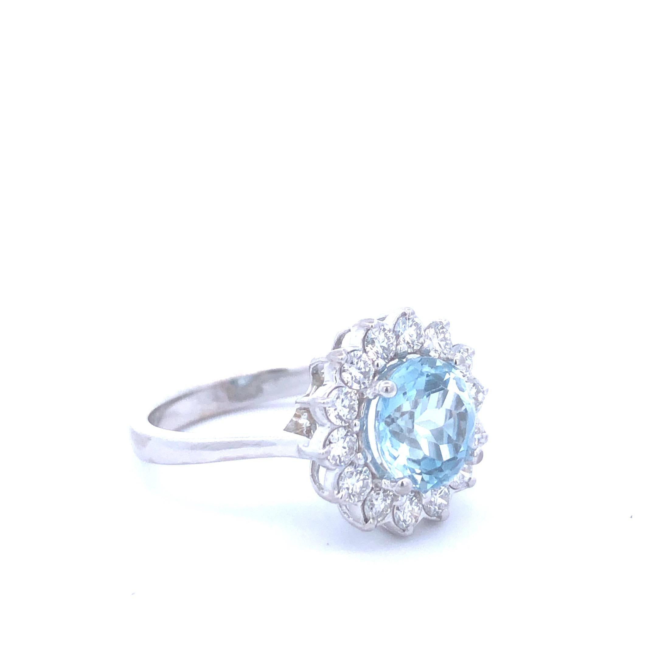Aquamarin-Diamantring D.75ct AQ2,51ct 14k WG (Brillantschliff) im Angebot