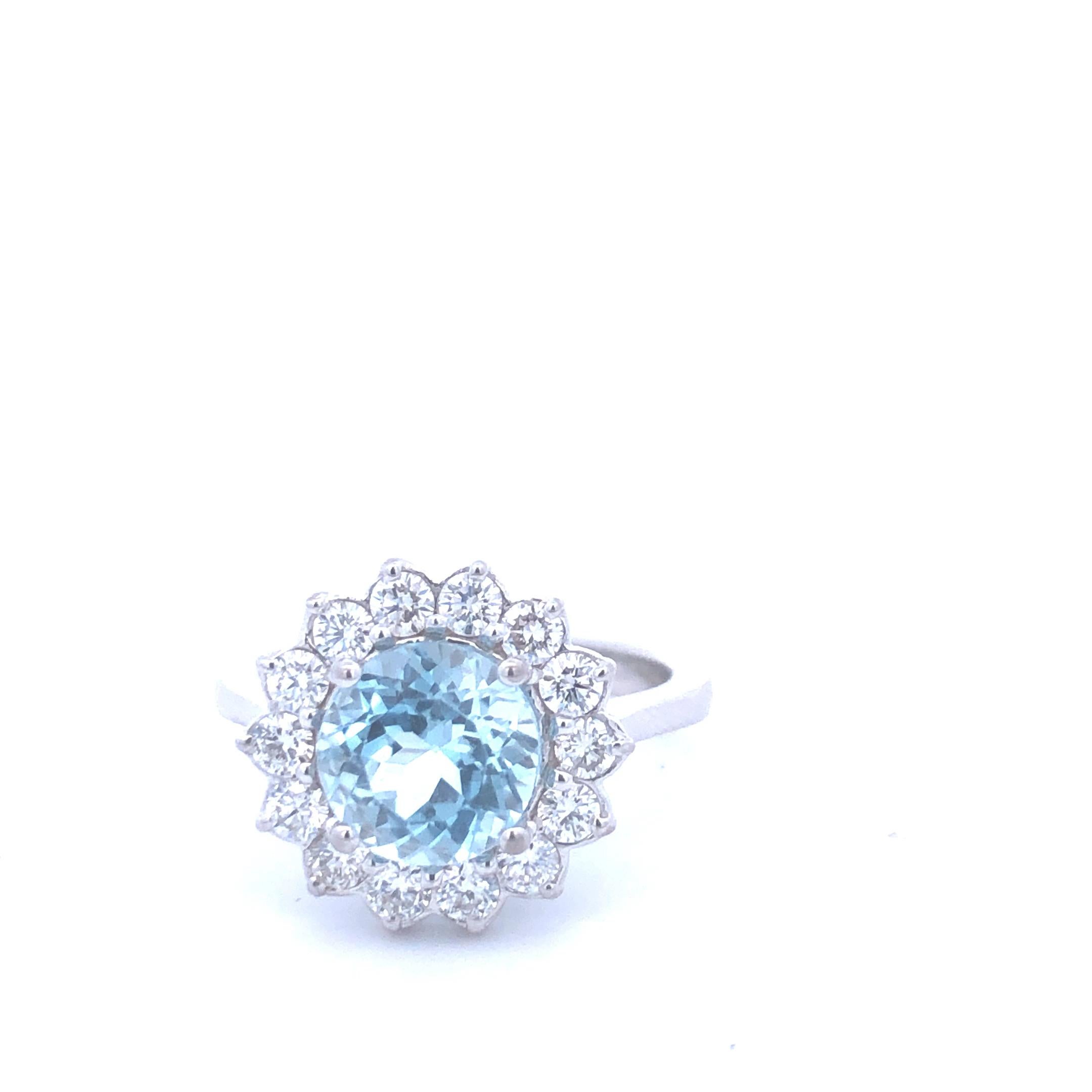 Aquamarin-Diamantring D.75ct AQ2,51ct 14k WG im Zustand „Neu“ im Angebot in New York, NY