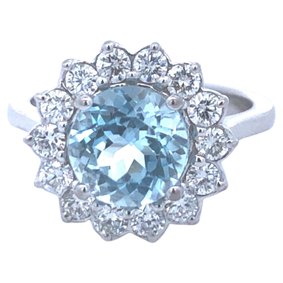 Aquamarine Diamond Ring D.75ct AQ2.51ct 14k WG