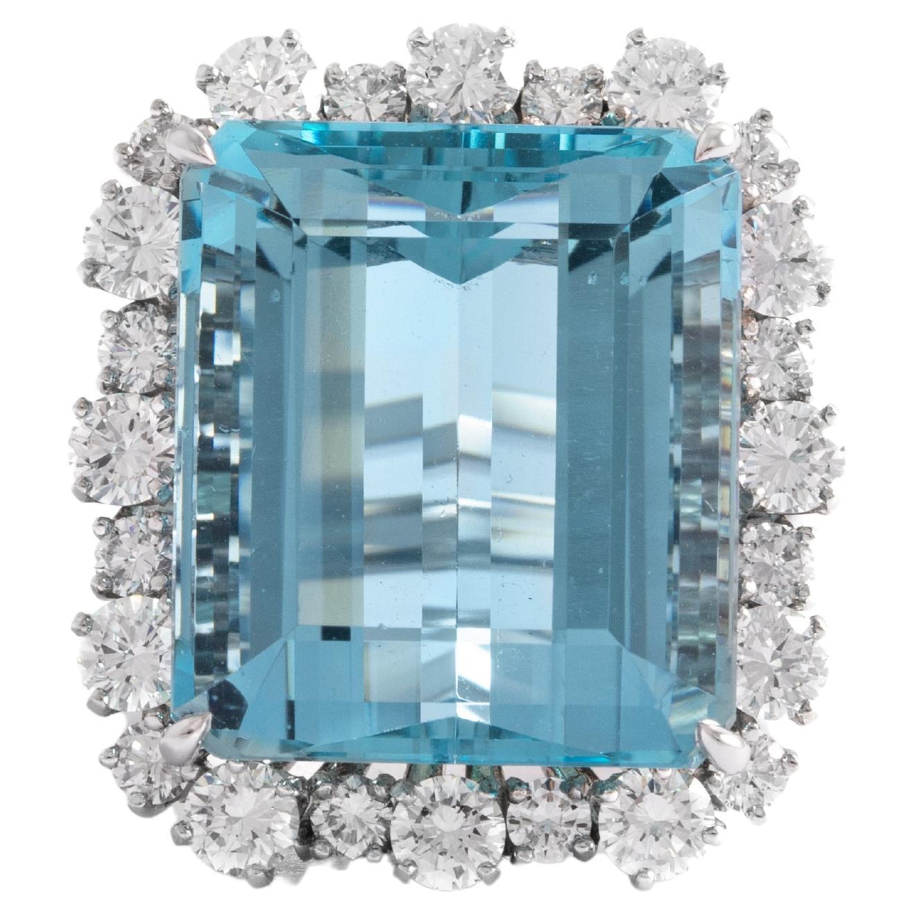 Bague diamant aigue-marine Excellent état - En vente à Geneva, CH