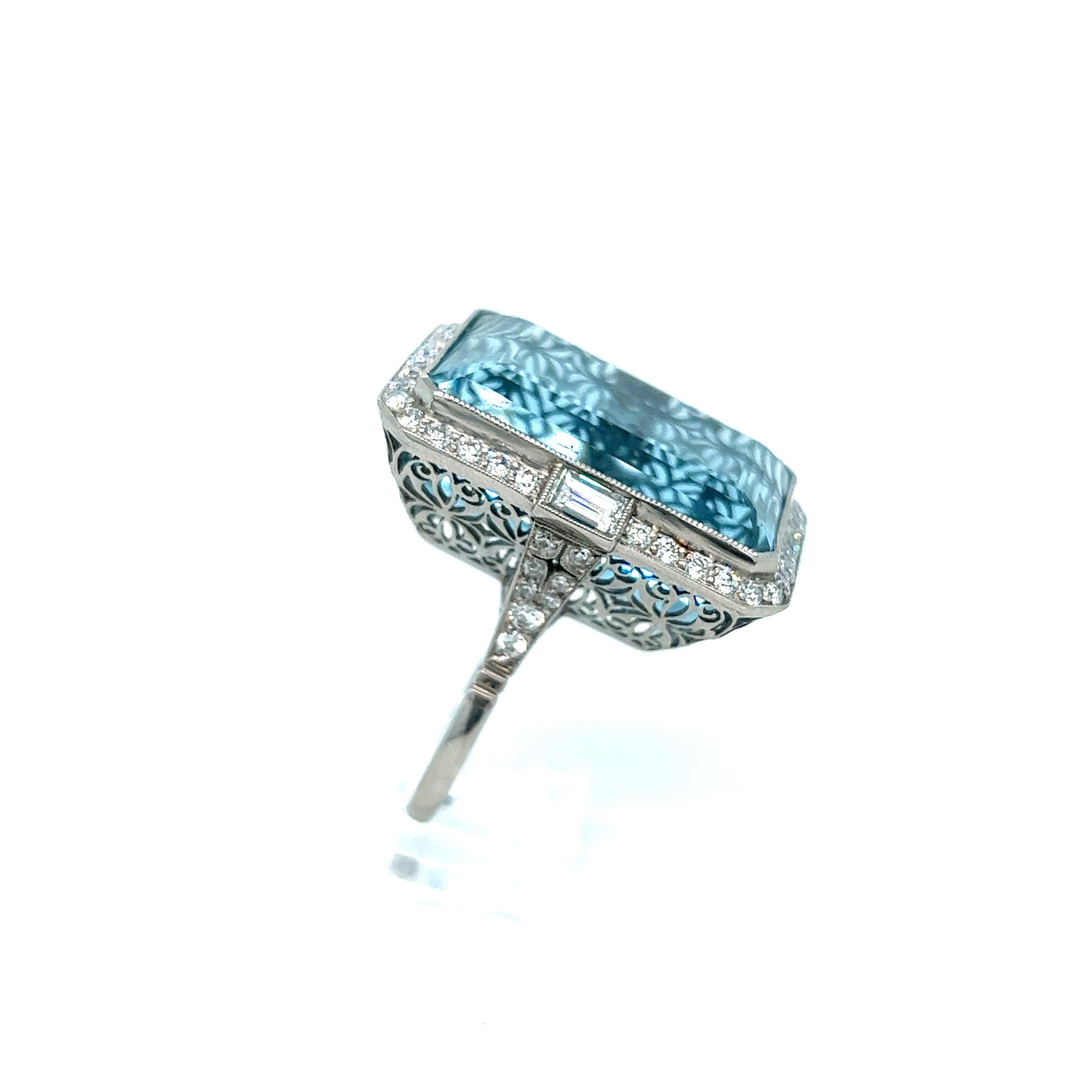 Aquamarine & Diamond Ring For Sale 2